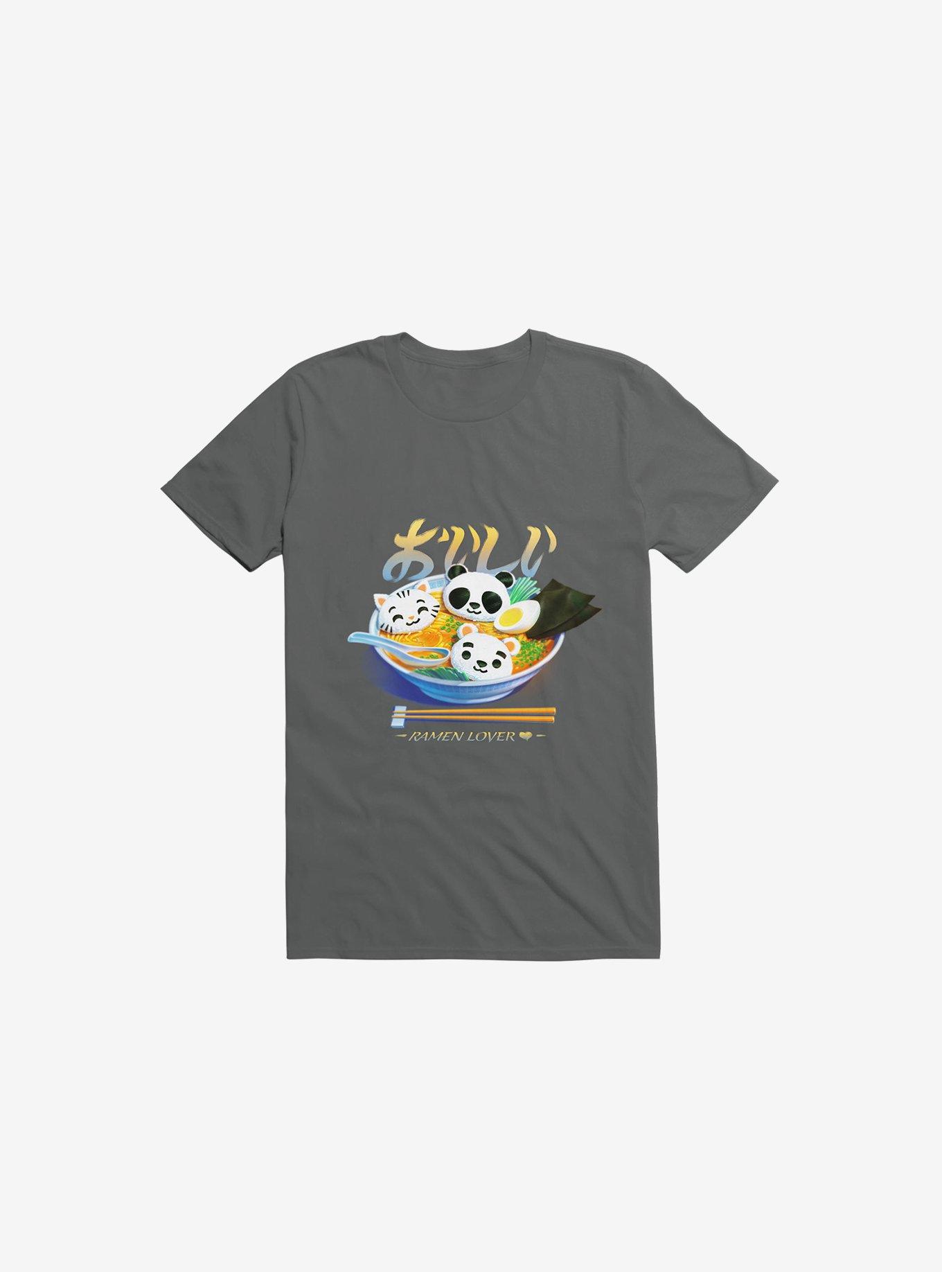 Ramen Panda Cat Bear T-Shirt, CHARCOAL, hi-res