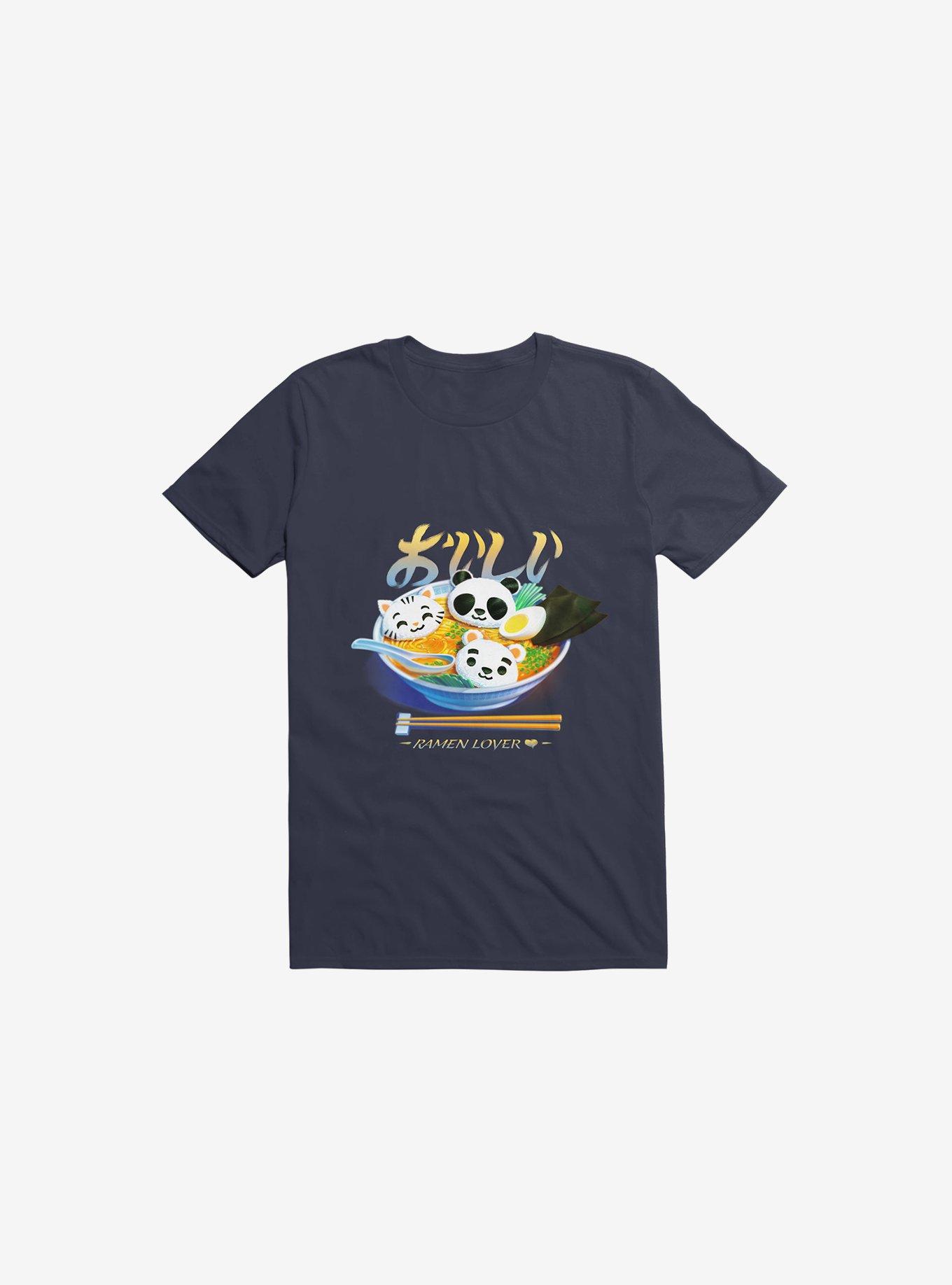Ramen Panda Cat Bear T-Shirt, NAVY, hi-res