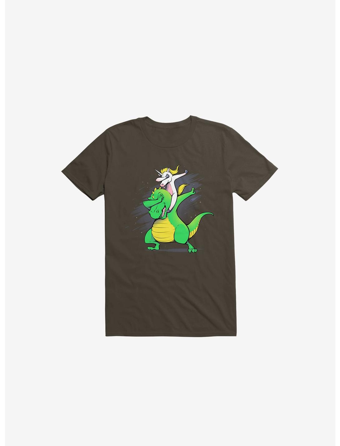 Unicorn T-Rex Dabbing T-Shirt, BROWN, hi-res
