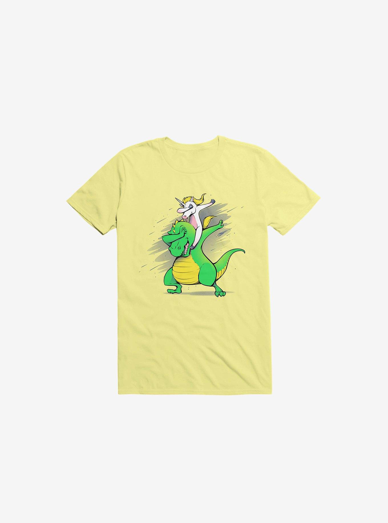 Unicorn T-Rex Dabbing T-Shirt, CORN SILK, hi-res