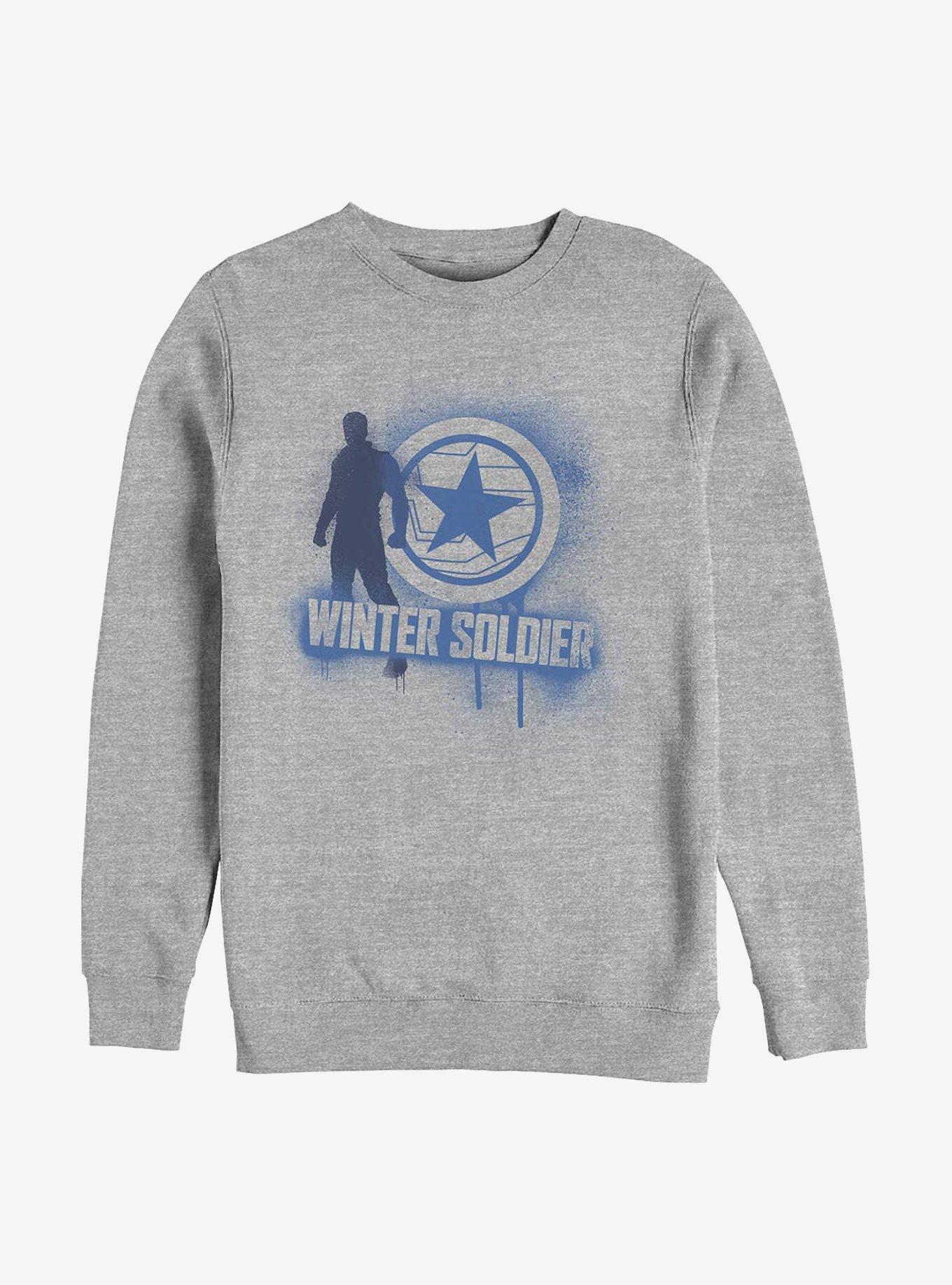 Marvel The Falcon And The Winter Soldier Name Spray Paint Crew Sweatshirt, ATH HTR, hi-res
