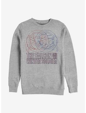 Marvel The Falcon And The Winter Soldier Red Blue Wireframe Crew Sweatshirt, , hi-res