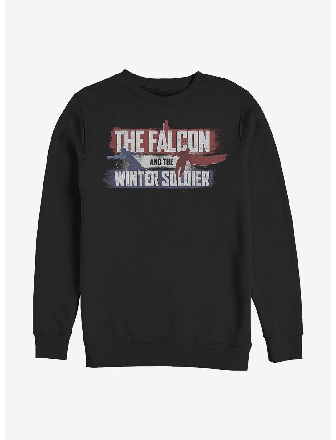 Marvel The Falcon And The Winter Soldier Spray Paint Logo Crew Sweatshirt, BLACK, hi-res