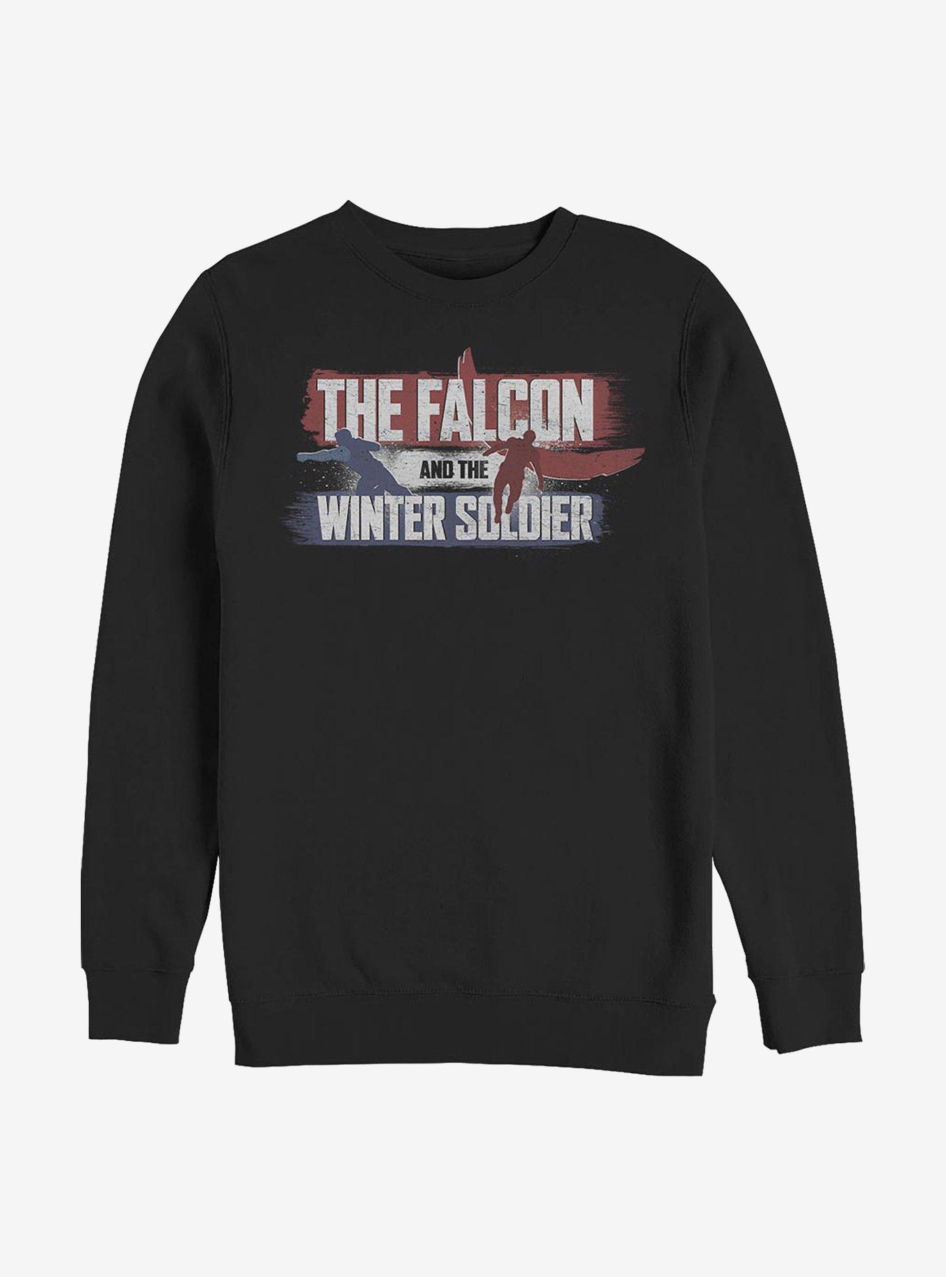 Marvel The Falcon And The Winter Soldier Spray Paint Logo Crew Sweatshirt, BLACK, hi-res