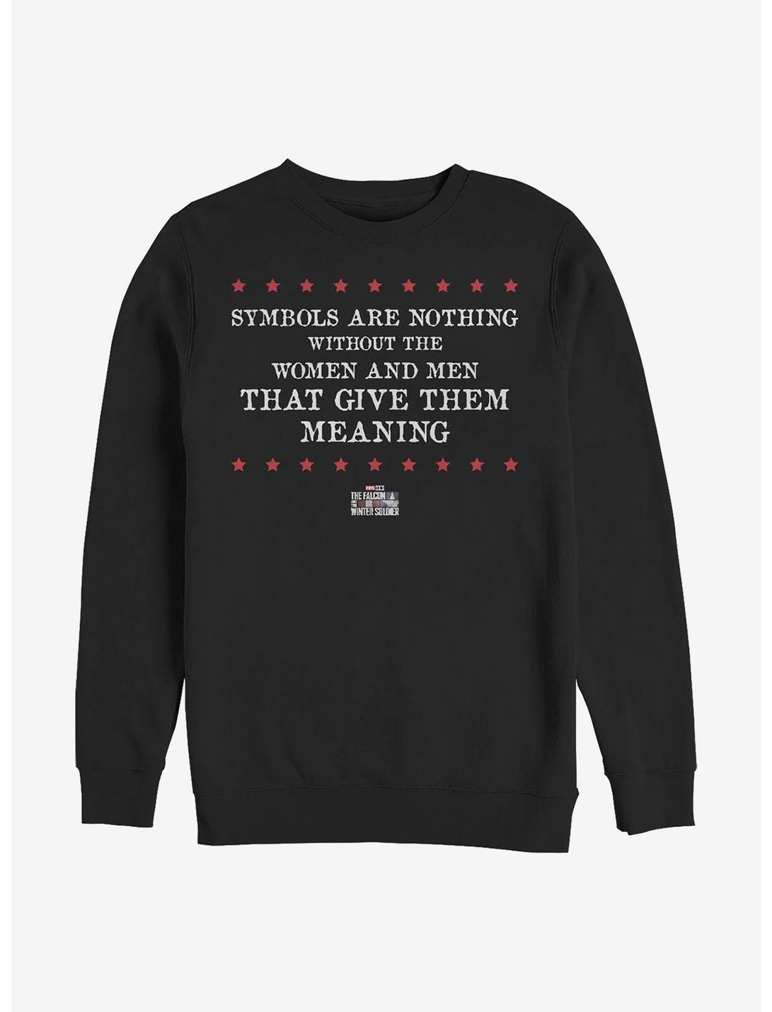 Marvel The Falcon And The Winter Soldier Symbols Are Nothing Crew Sweatshirt, BLACK, hi-res