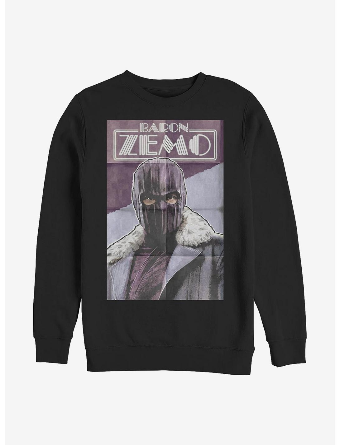 Marvel The Falcon And The Winter Soldier Zemo Poster Crew Sweatshirt, BLACK, hi-res