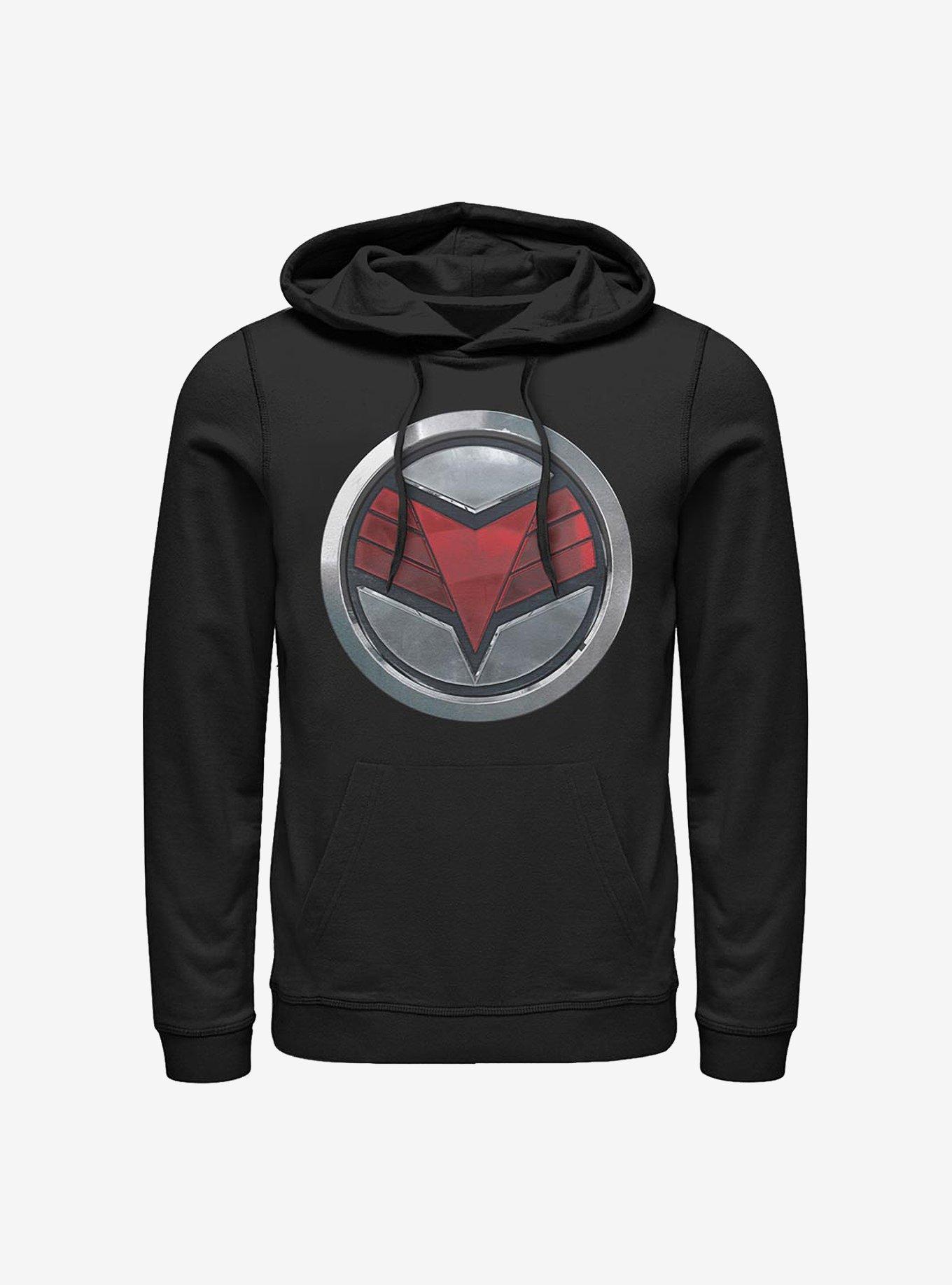Marvel The Falcon And The Winter Soldier Falcon Logo Hoodie, BLACK, hi-res