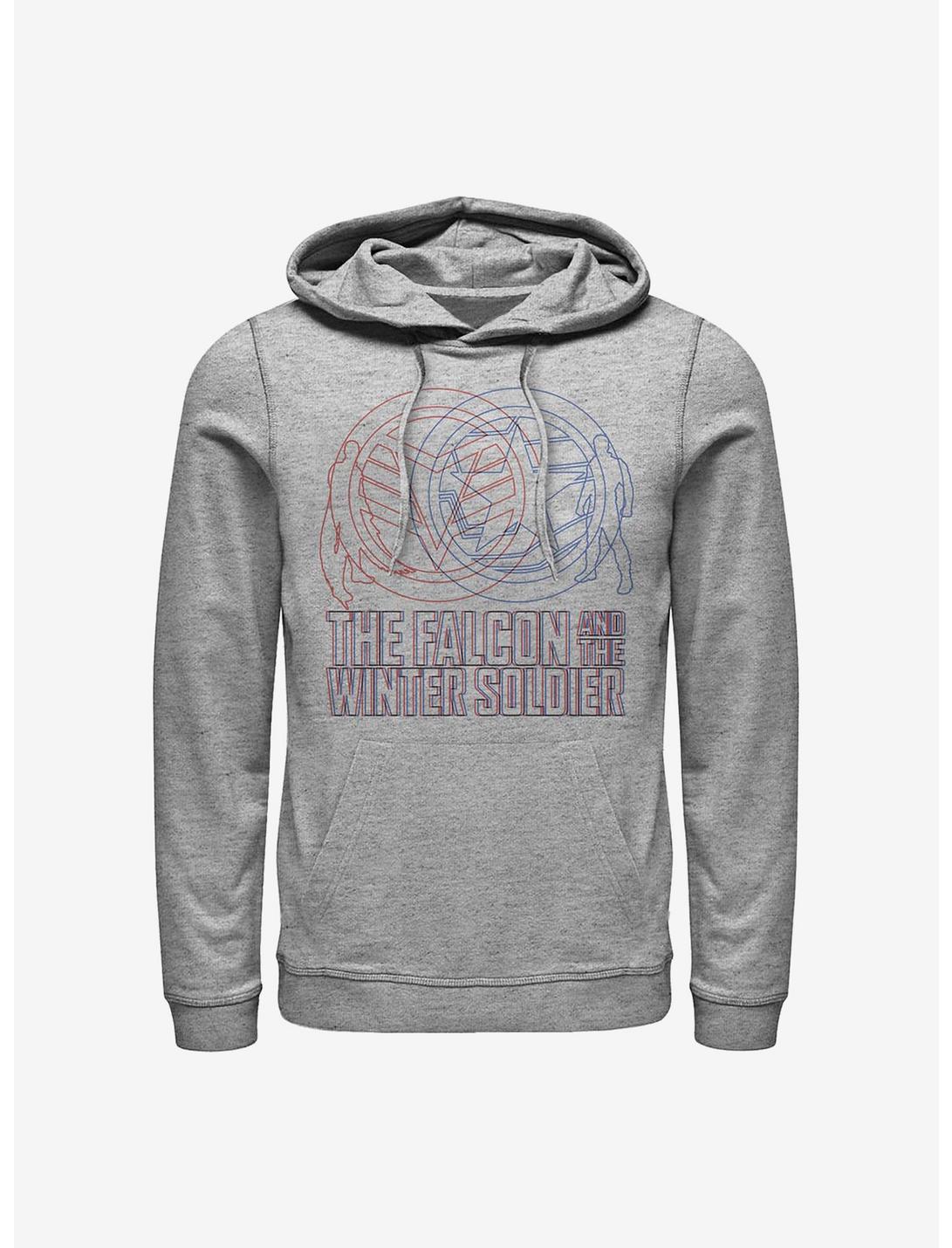 Marvel The Falcon And The Winter Soldier Red Blue Wireframe Hoodie, ATH HTR, hi-res
