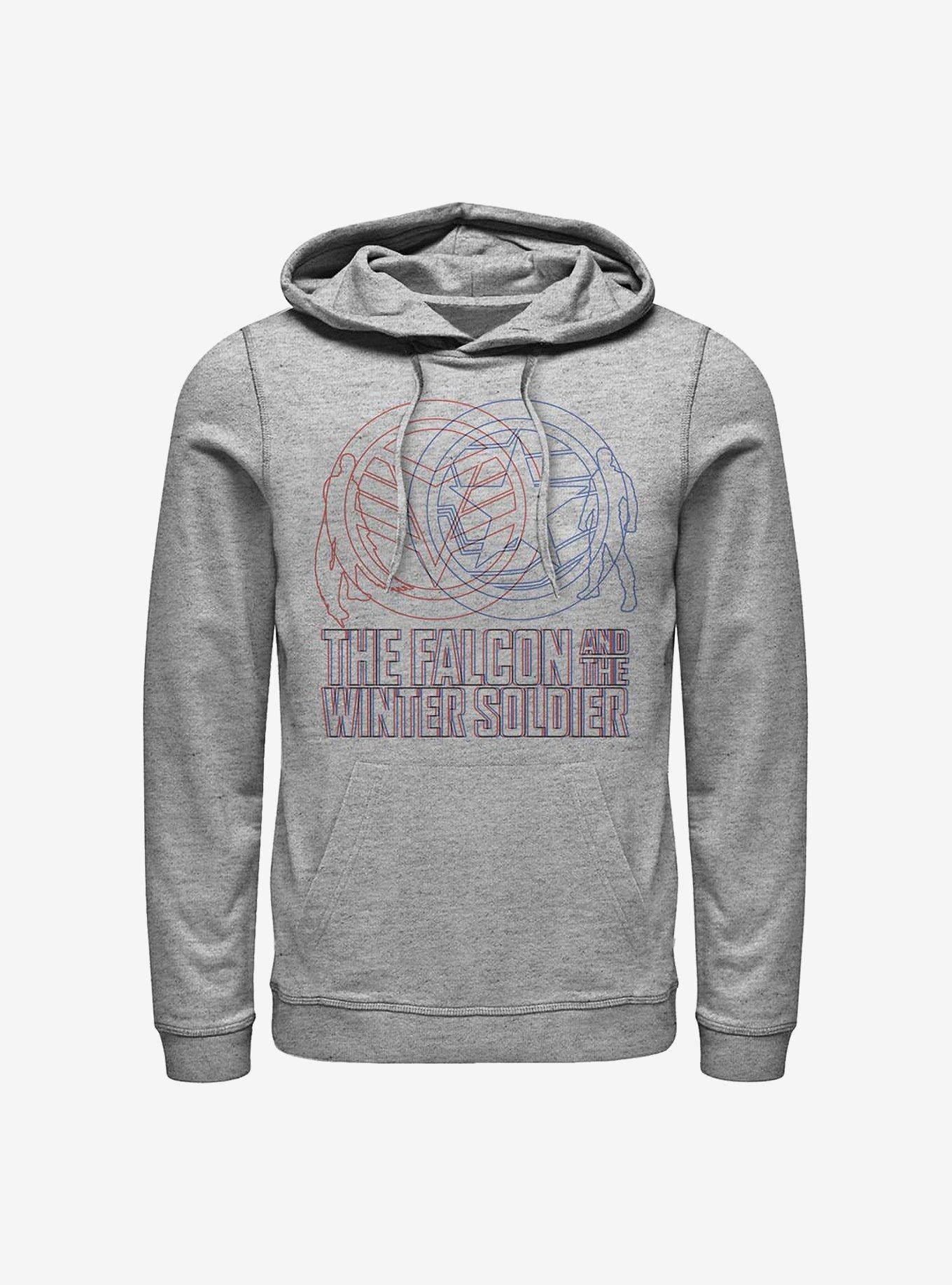 Marvel The Falcon And The Winter Soldier Red Blue Wireframe Hoodie, , hi-res