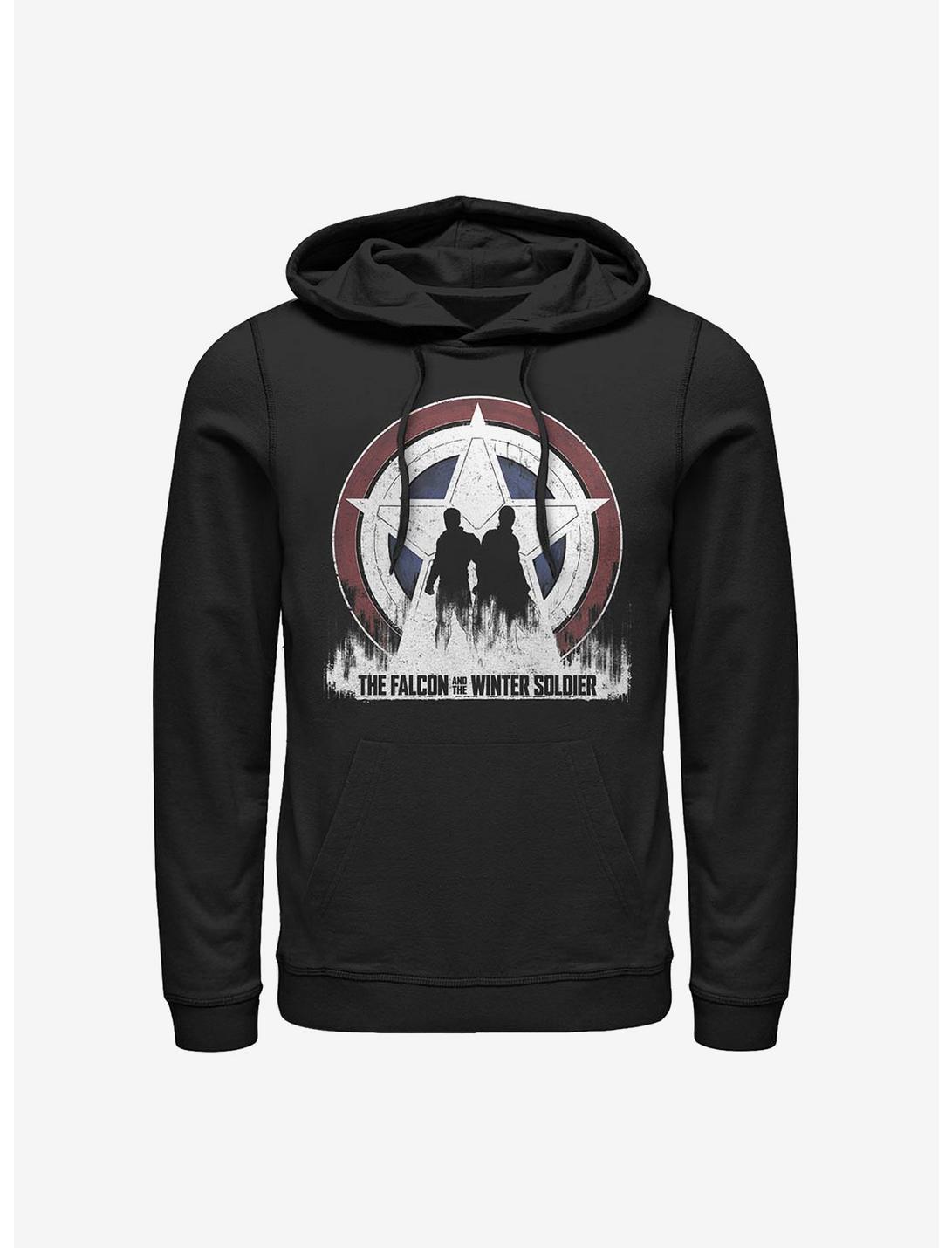 Marvel The Falcon And The Winter Soldier Silhouette Shield Hoodie, BLACK, hi-res