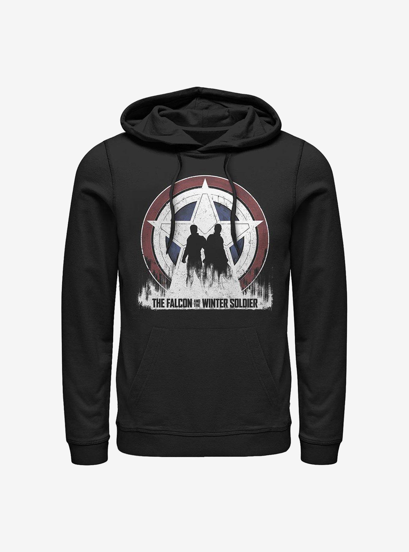 Marvel The Falcon And The Winter Soldier Silhouette Shield Hoodie, BLACK, hi-res