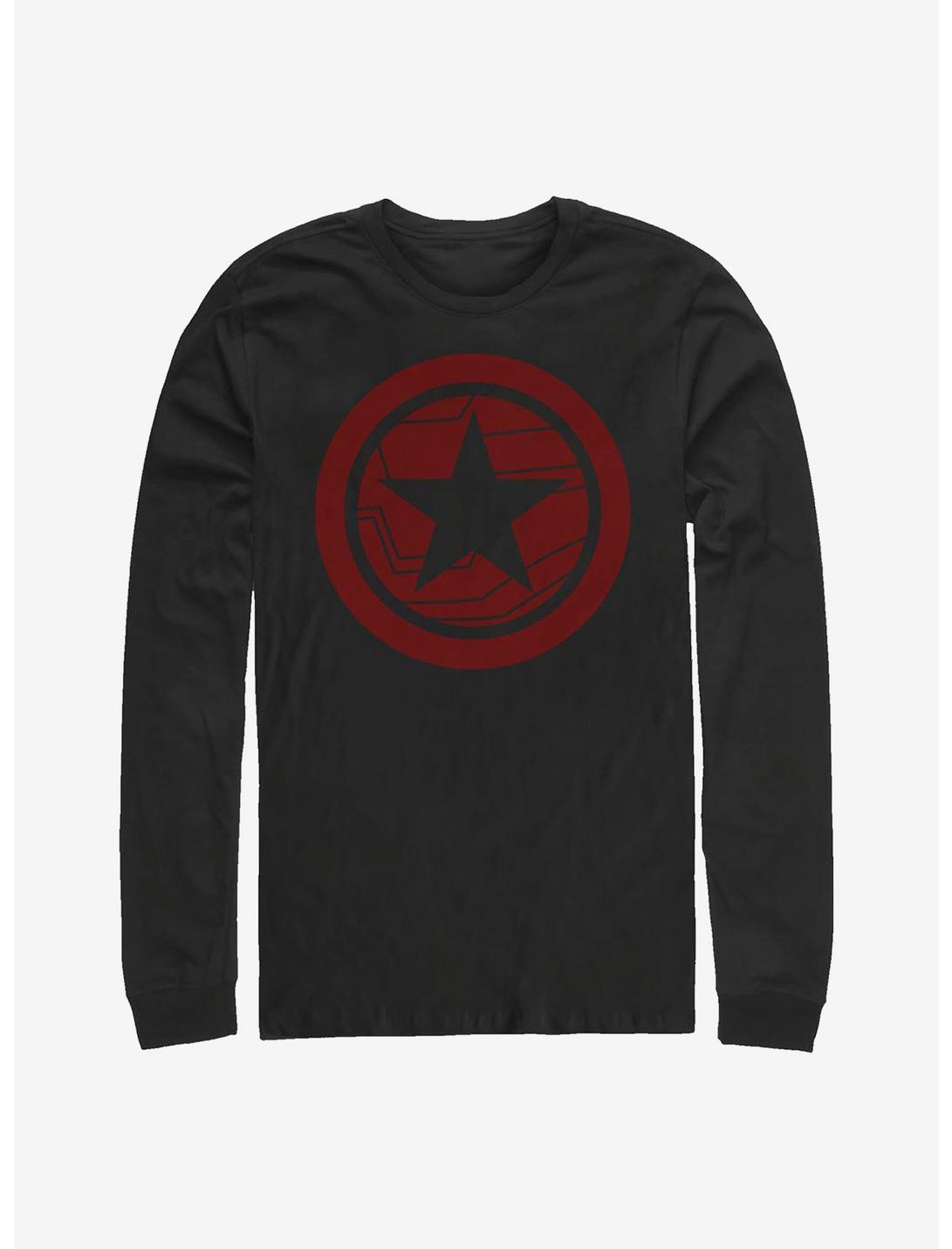Marvel The Falcon And The Winter Soldier Red Shield Long-Sleeve T-Shirt, BLACK, hi-res