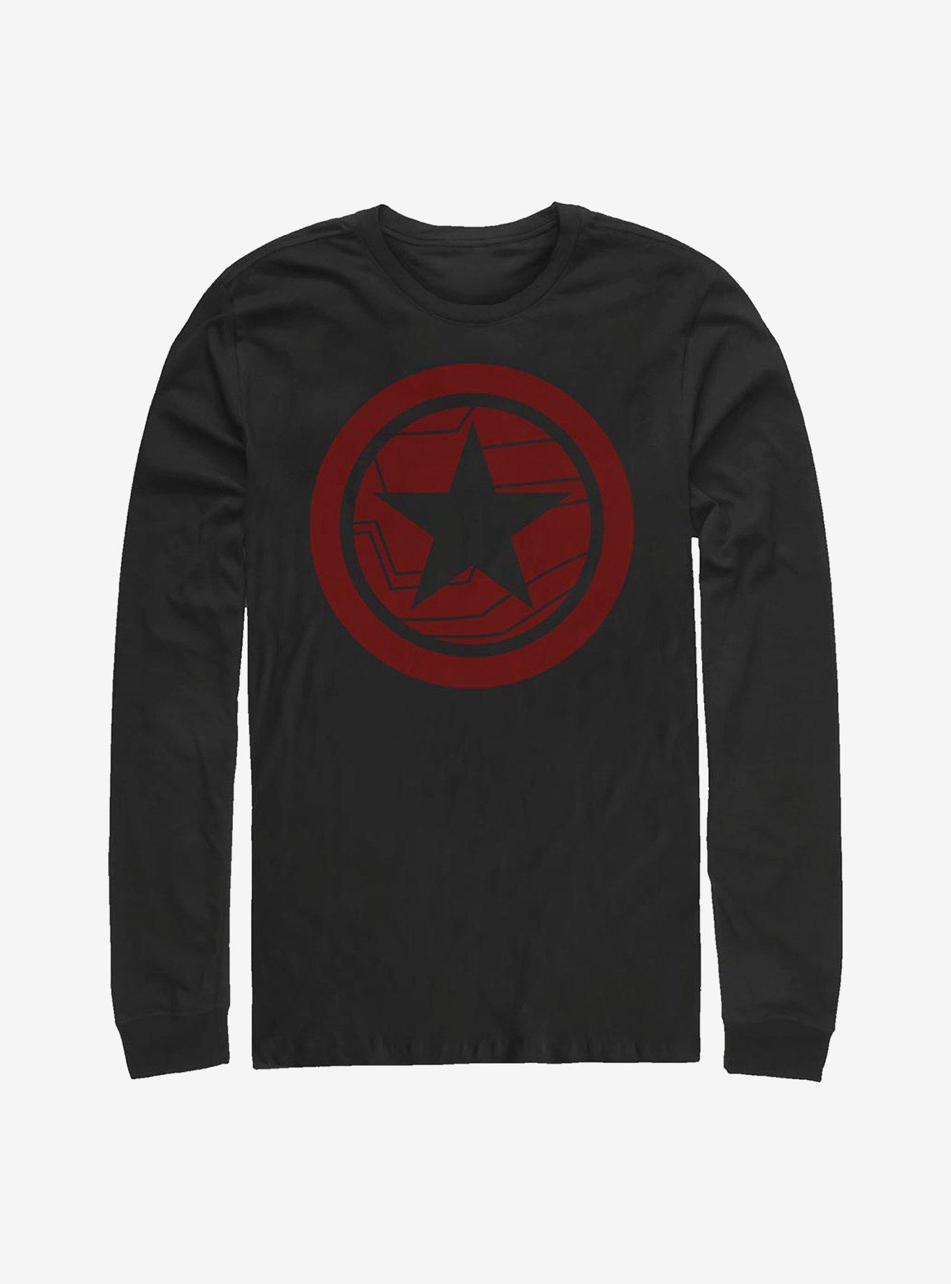 Marvel The Falcon And The Winter Soldier Red Shield Long-Sleeve T-Shirt, BLACK, hi-res