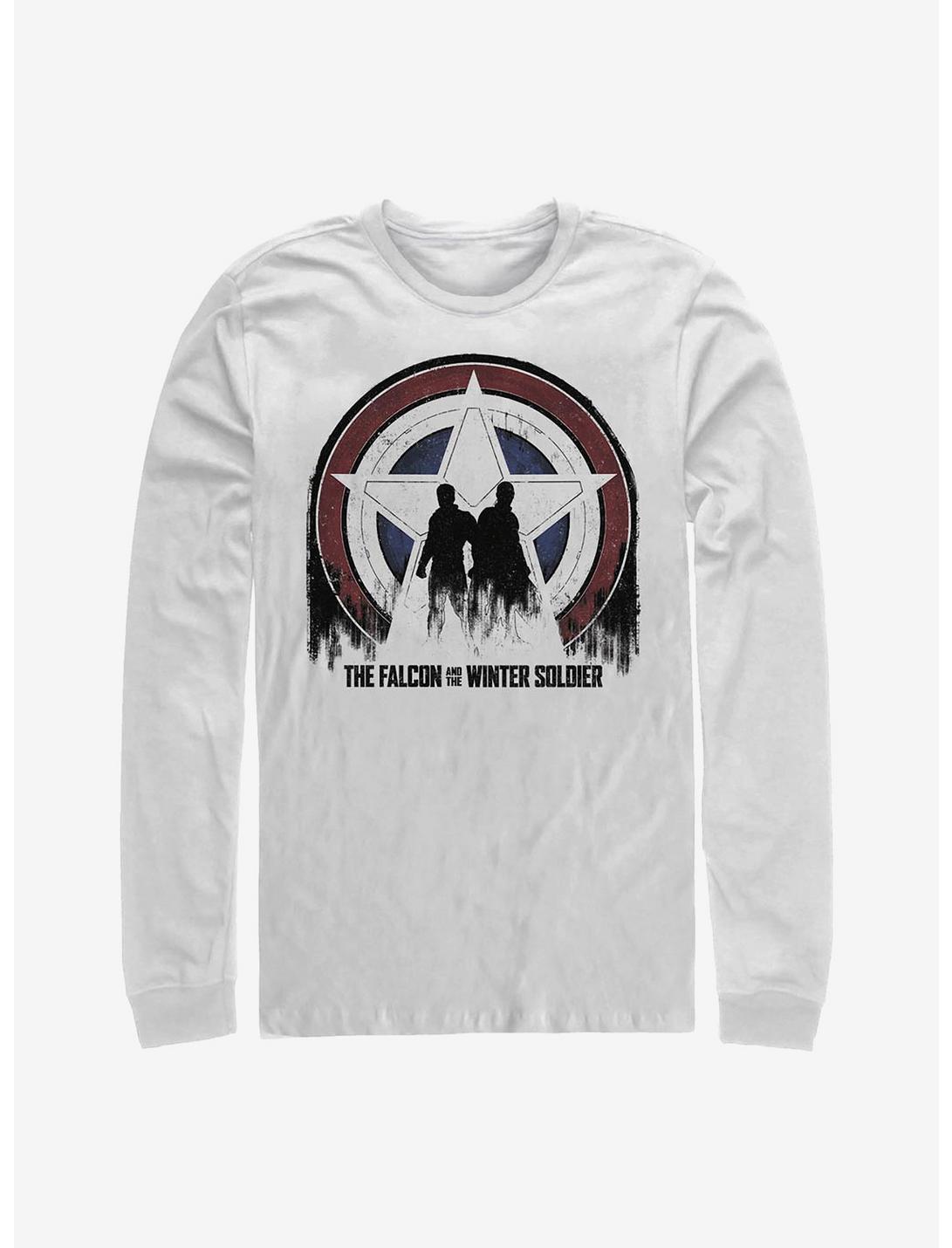Marvel The Falcon And The Winter Soldier Silhouette Shield Long-Sleeve T-Shirt, WHITE, hi-res