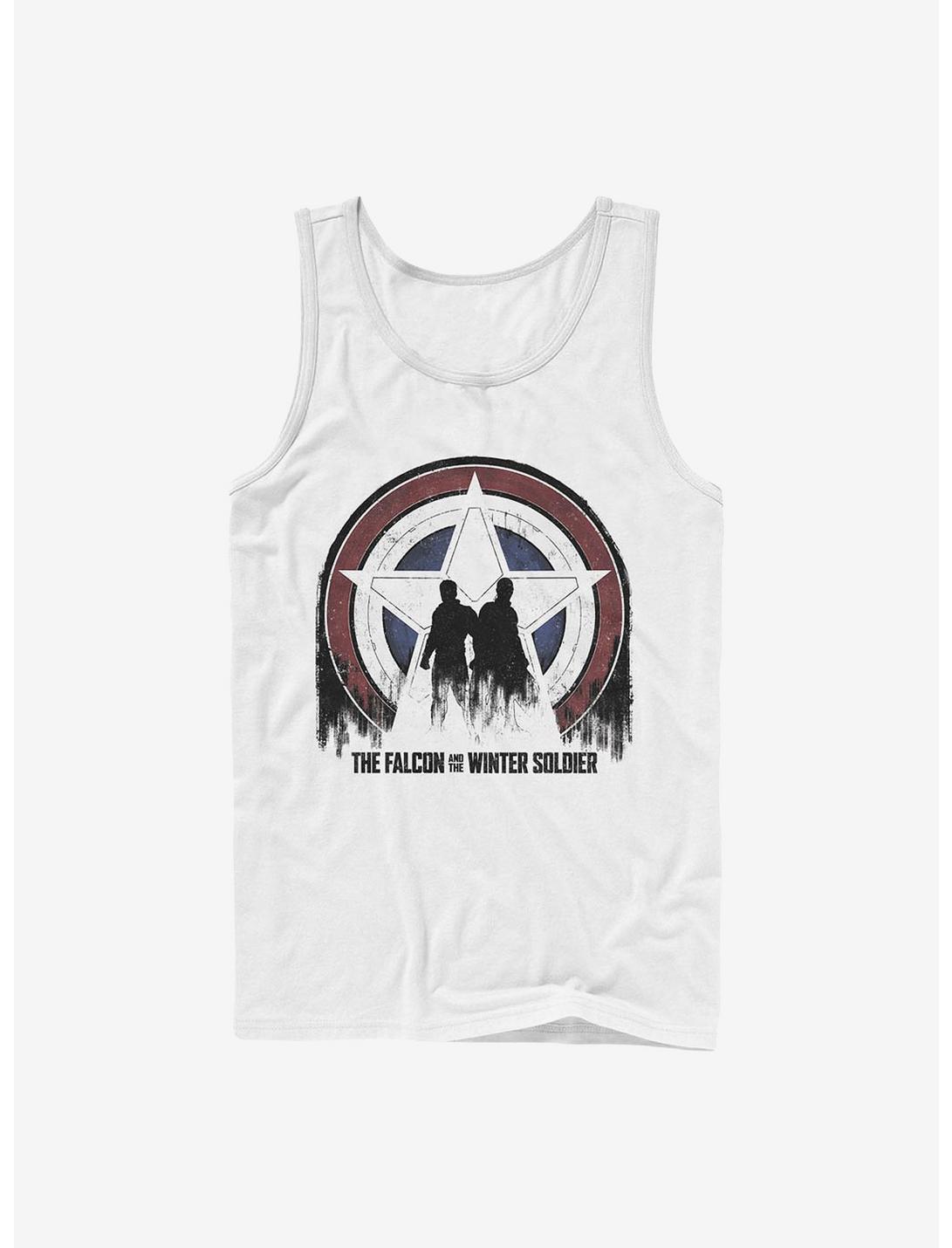 Marvel The Falcon And The Winter Soldier Silhouette Shield Tank, WHITE, hi-res