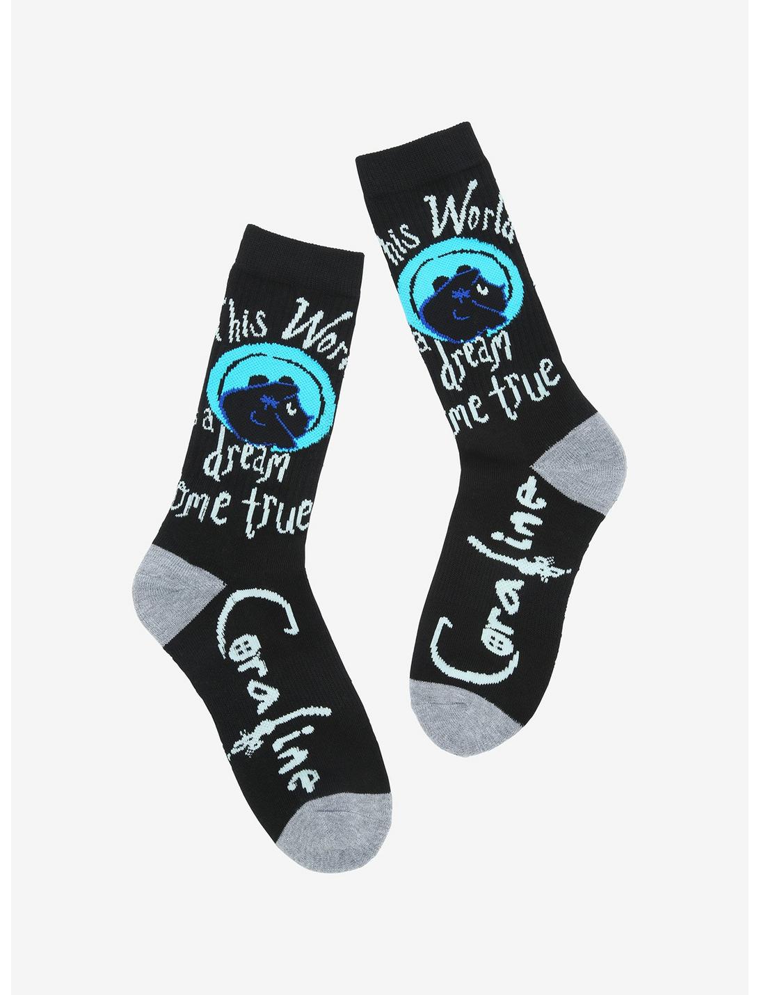Coraline Dream Come True Black Crew Socks, , hi-res