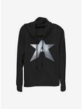 Marvel The Falcon And The Winter Soldier John Walker Captain Symbol Cowlneck Long-Sleeve Girls Top, BLACK, hi-res