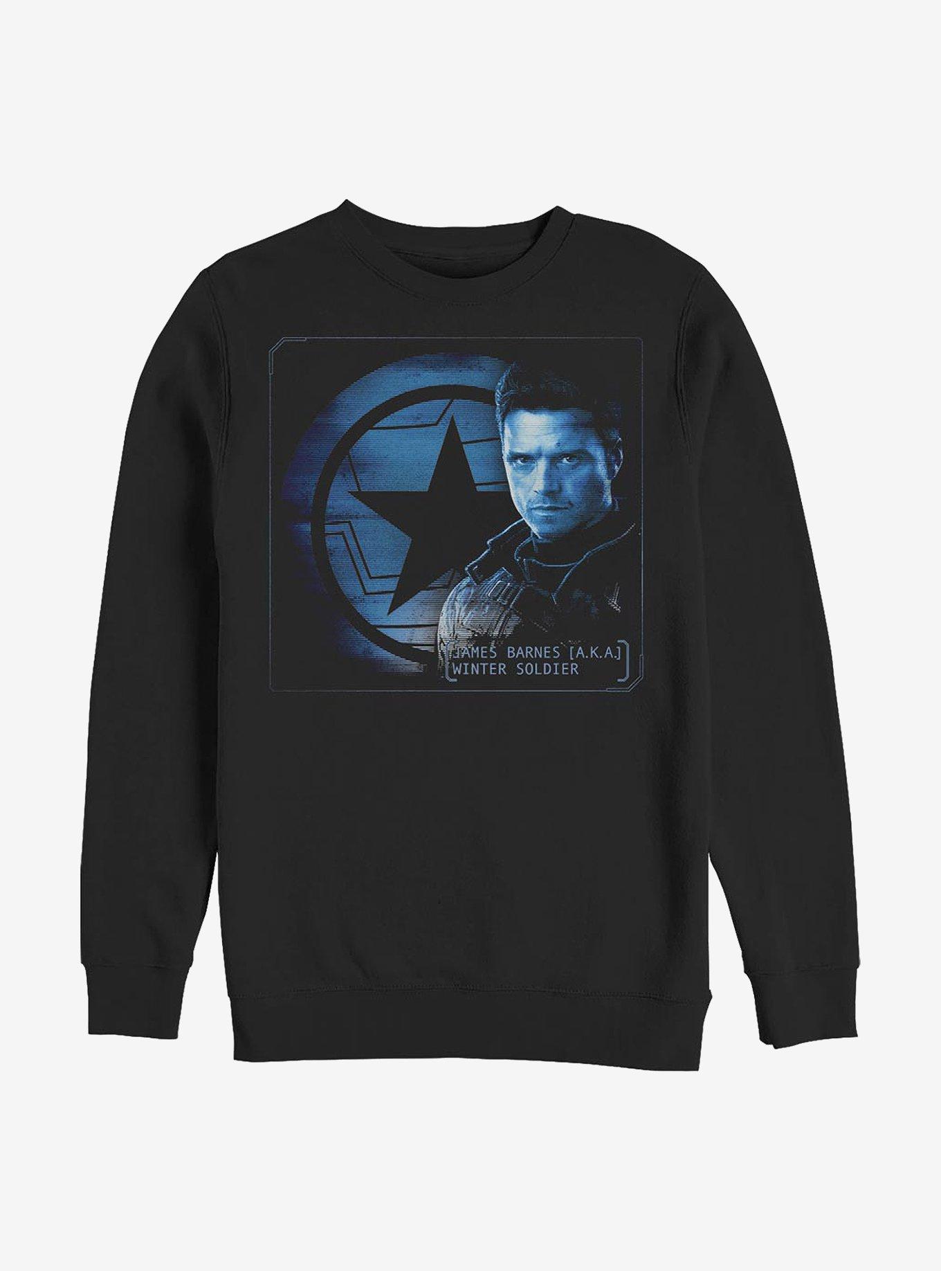 Marvel The Falcon And The Winter Soldier Barnes Shield Crew Sweatshirt, BLACK, hi-res