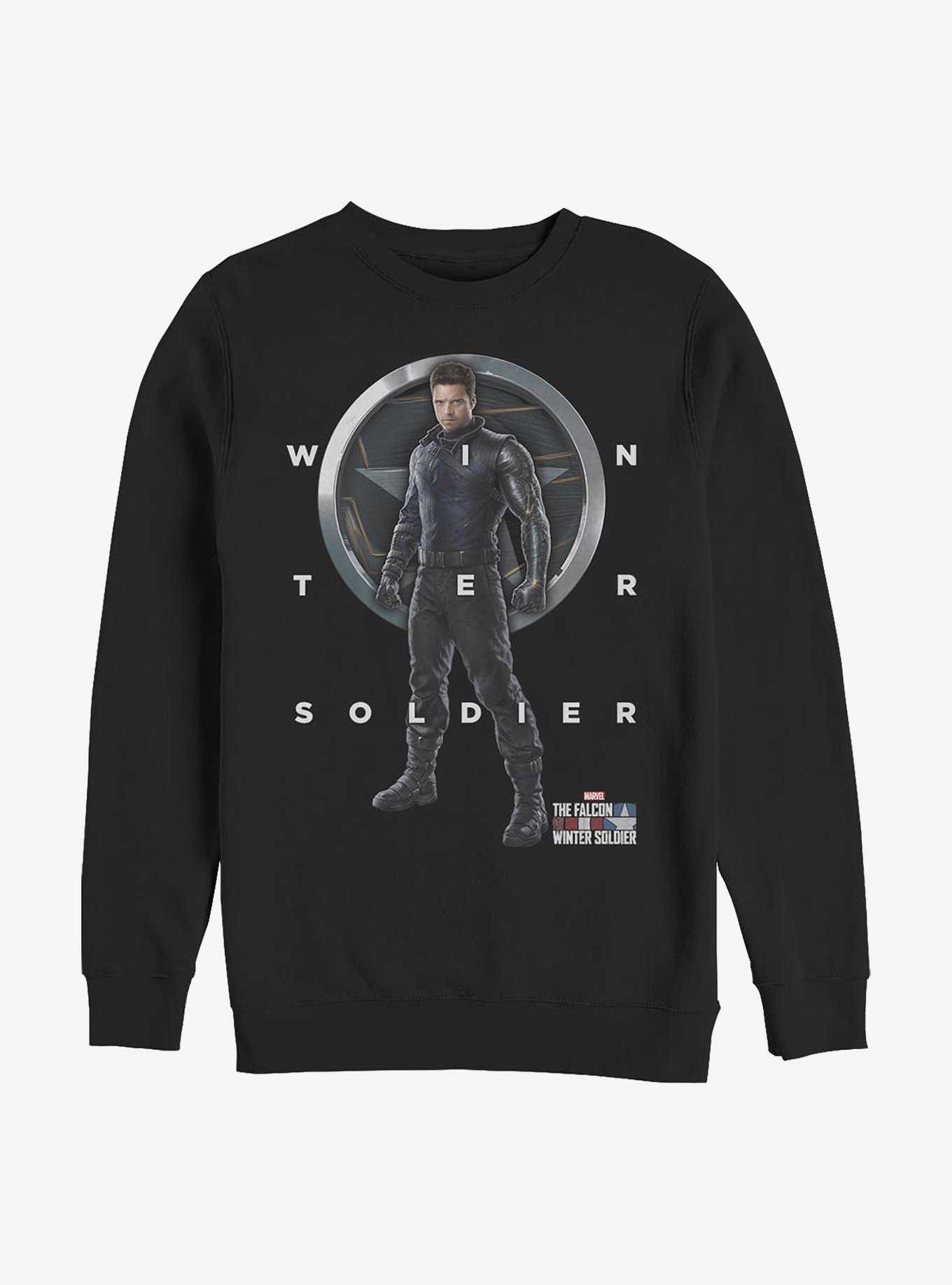 Marvel The Falcon And The Winter Soldier Bucky Grid Text Crew Sweatshirt, , hi-res