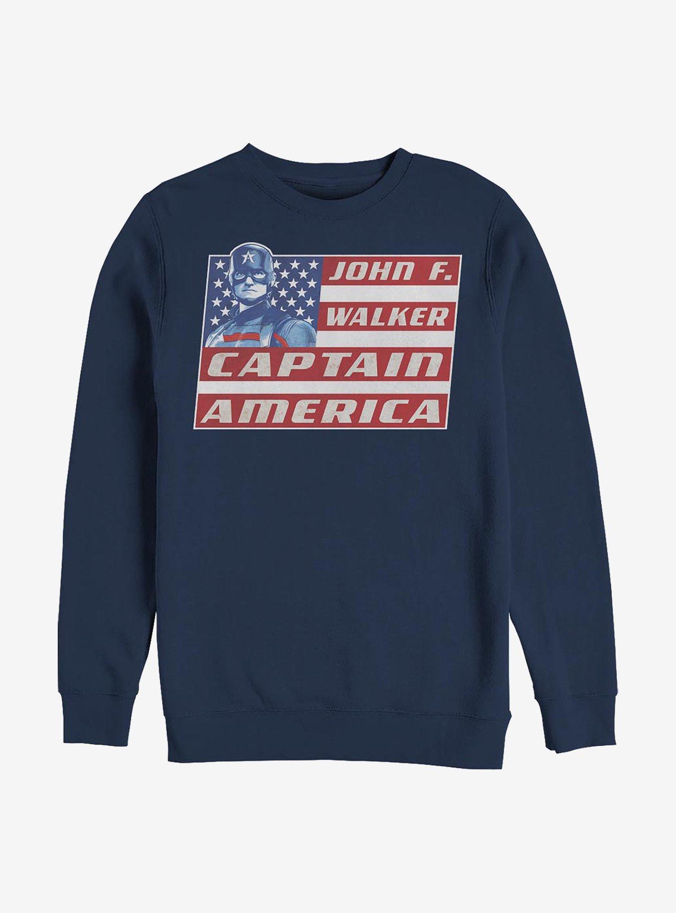 Marvel The Falcon And The Winter Soldier Captain Walker Crew Sweatshirt, NAVY, hi-res