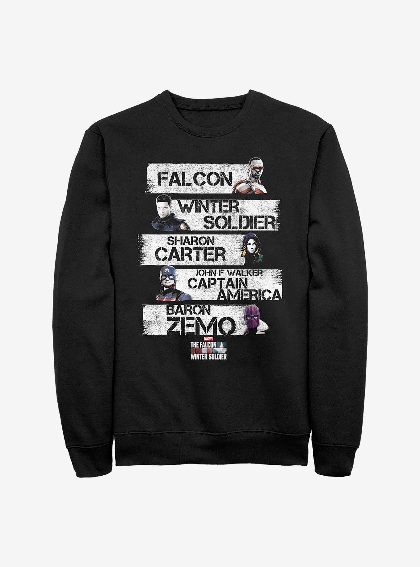 Marvel The Falcon And The Winter Soldier Character Stack Crew Sweatshirt, , hi-res