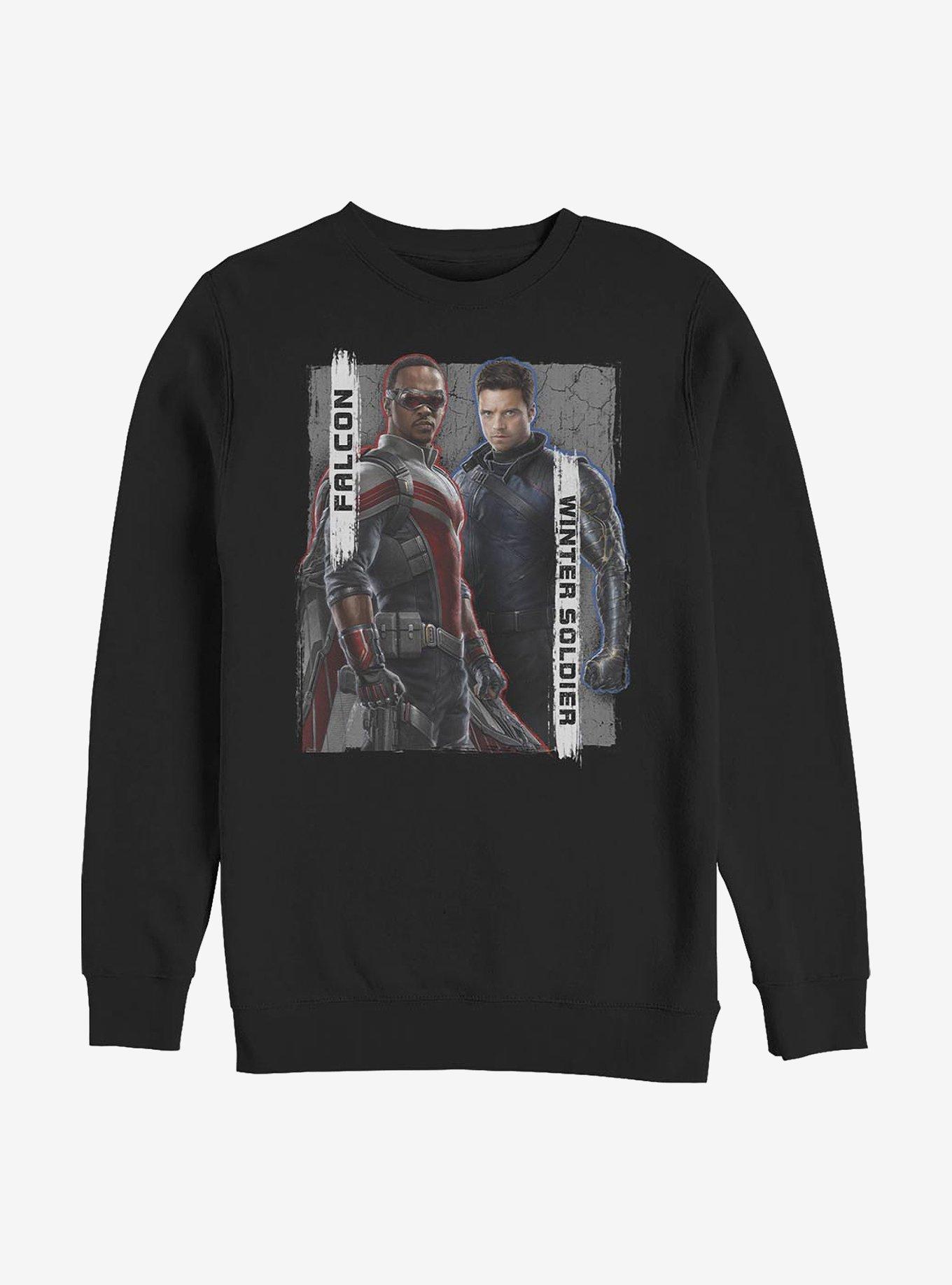 Marvel The Falcon And The Winter Soldier Falcon And Winter Soldier Crew Sweatshirt, BLACK, hi-res