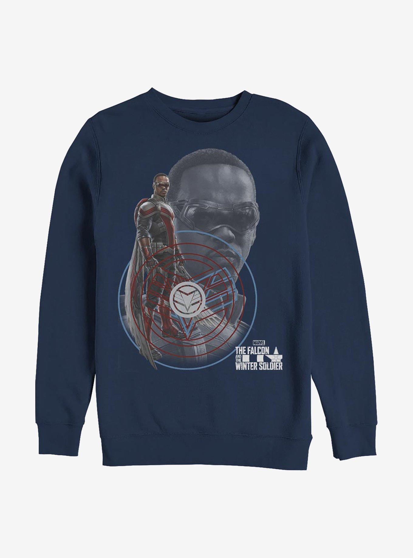 Marvel The Falcon And The Winter Soldier Falcon Hero Crew Sweatshirt, NAVY, hi-res