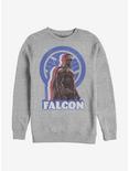 Marvel The Falcon And The Winter Soldier Falcon Pose Logo Crew Sweatshirt, ATH HTR, hi-res