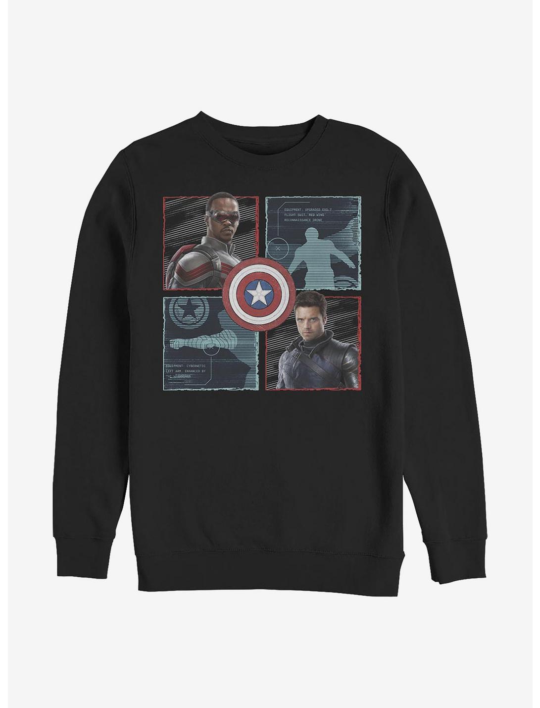 Marvel The Falcon And The Winter Soldier Hero Box Up Crew Sweatshirt, BLACK, hi-res