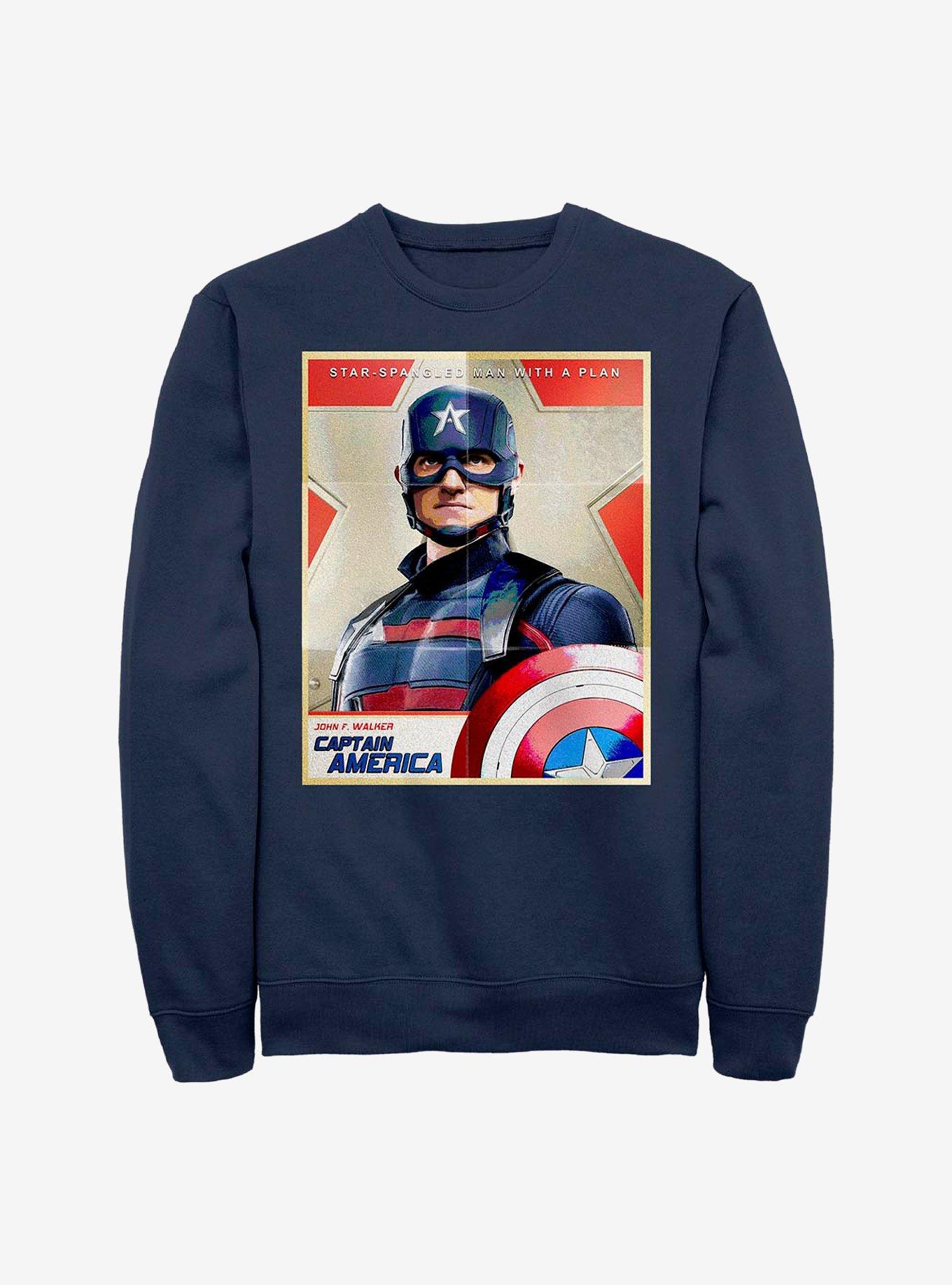 Marvel The Falcon And The Winter Soldier Inspired By Cap Crew Sweatshirt, NAVY, hi-res