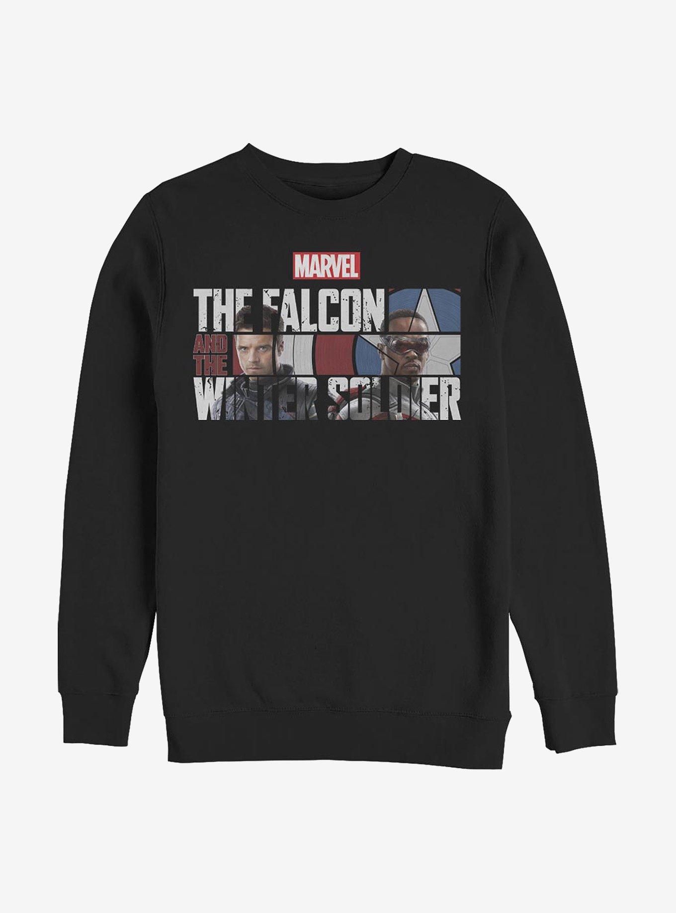 Marvel The Falcon And The Winter Soldier Logo Fill Crew Sweatshirt, BLACK, hi-res