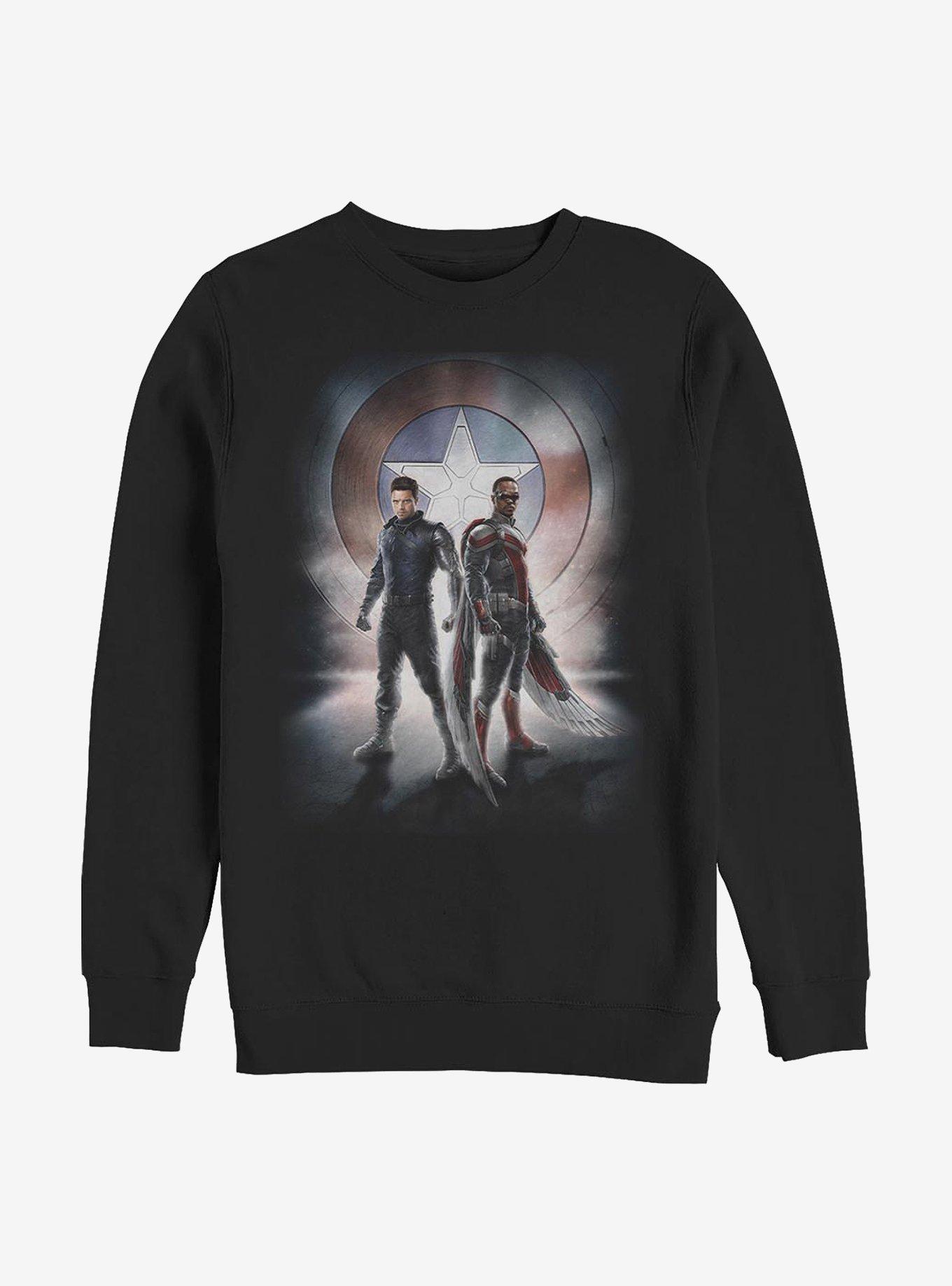 Marvel The Falcon And The Winter Soldier Team Poster Crew Sweatshirt, BLACK, hi-res