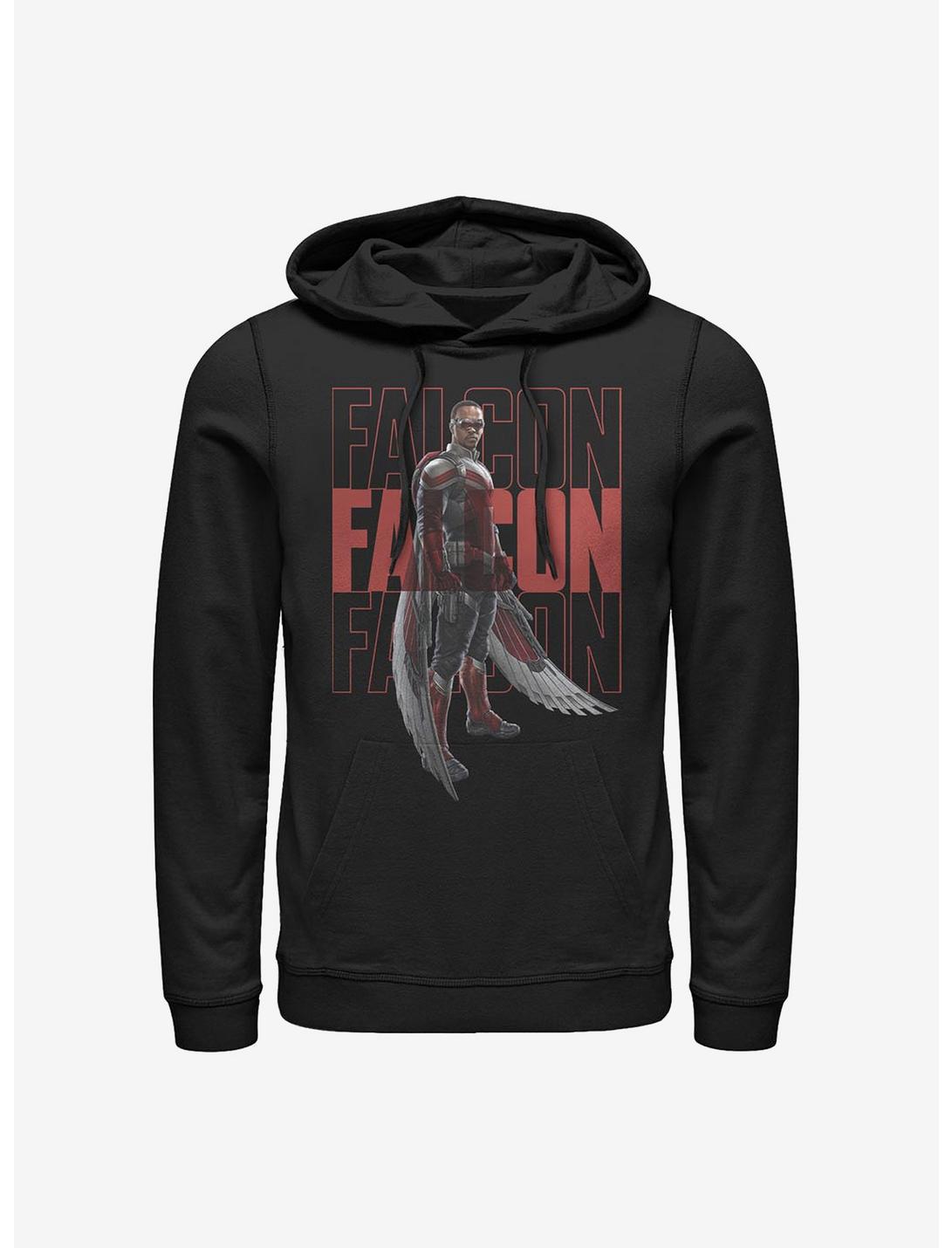 Marvel The Falcon And The Winter Soldier Falcon Repeating Name Hoodie, BLACK, hi-res