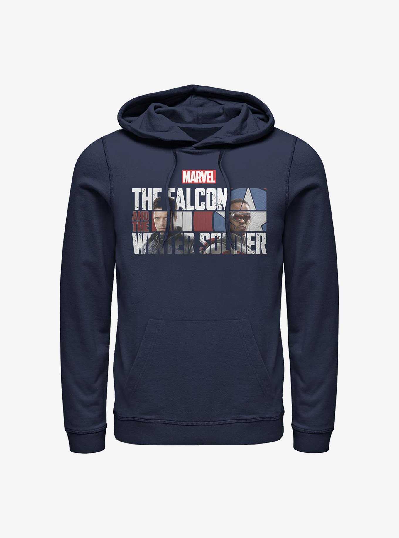 Marvel The Falcon And The Winter Soldier Logo Fill Hoodie, NAVY, hi-res