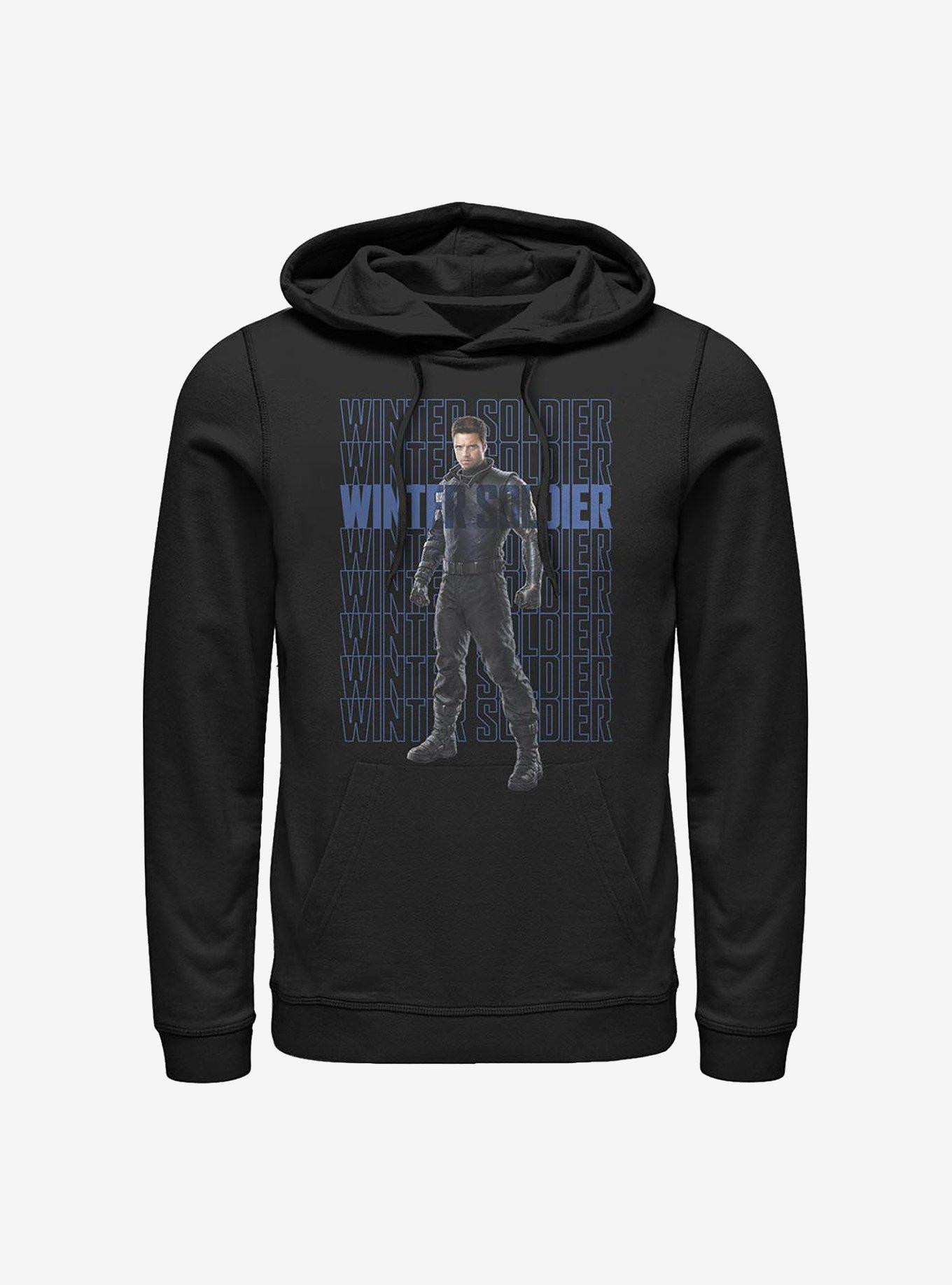 Marvel The Falcon And The Winter Soldier Winter Soldier Repeating Hoodie, BLACK, hi-res
