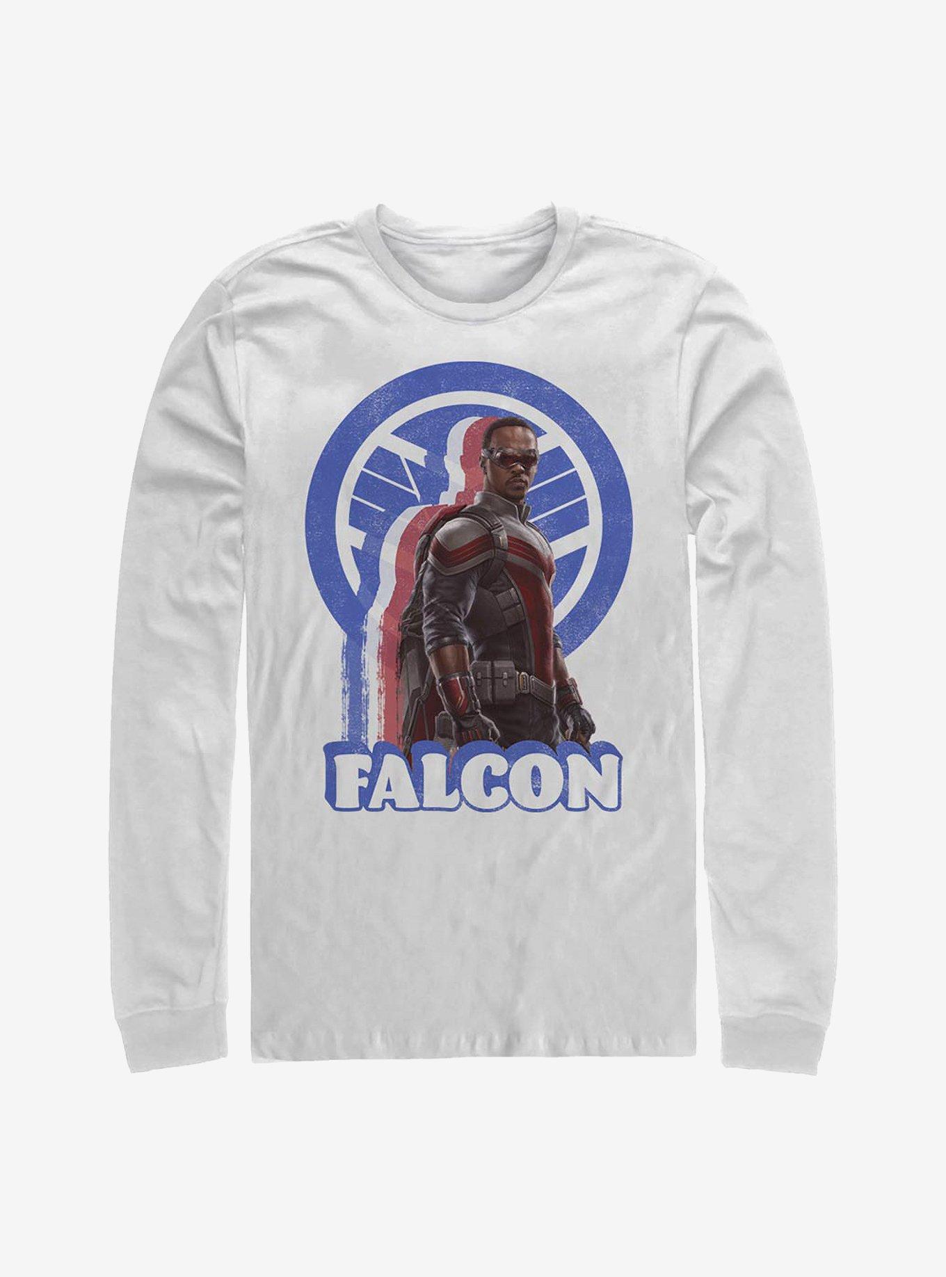 Marvel The Falcon And The Winter Soldier Falcon Pose Logo Long-Sleeve T-Shirt, , hi-res