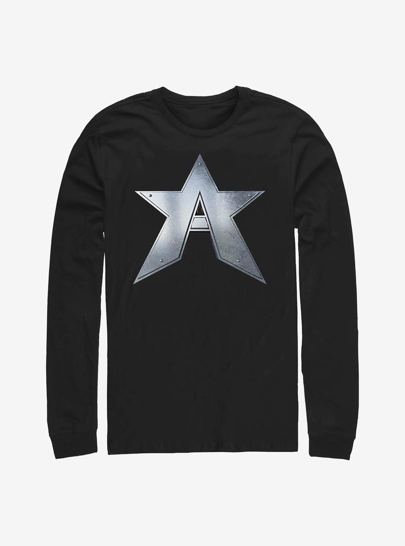 Marvel The Falcon And The Winter Soldier John Walker Captain Symbol Long-Sleeve T-Shirt, BLACK, hi-res