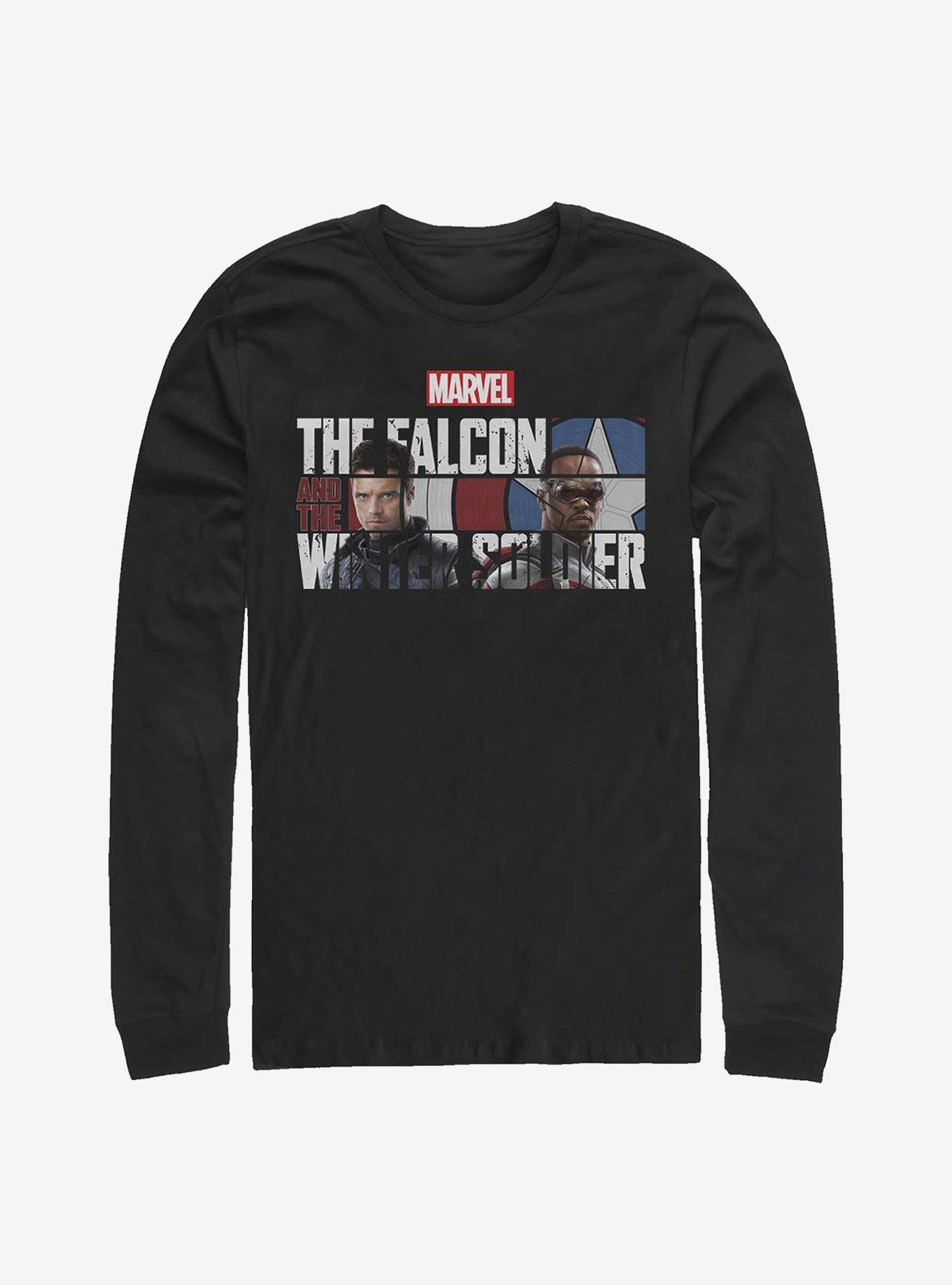 Marvel The Falcon And The Winter Soldier Logo Fill Long-Sleeve T-Shirt, BLACK, hi-res