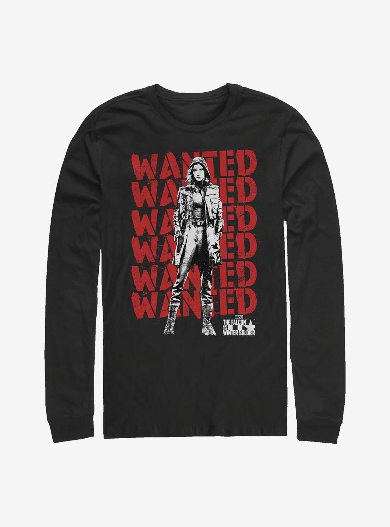 Marvel The Falcon And The Winter Soldier Wanted Repeating Carter Long-Sleeve T-Shirt, BLACK, hi-res