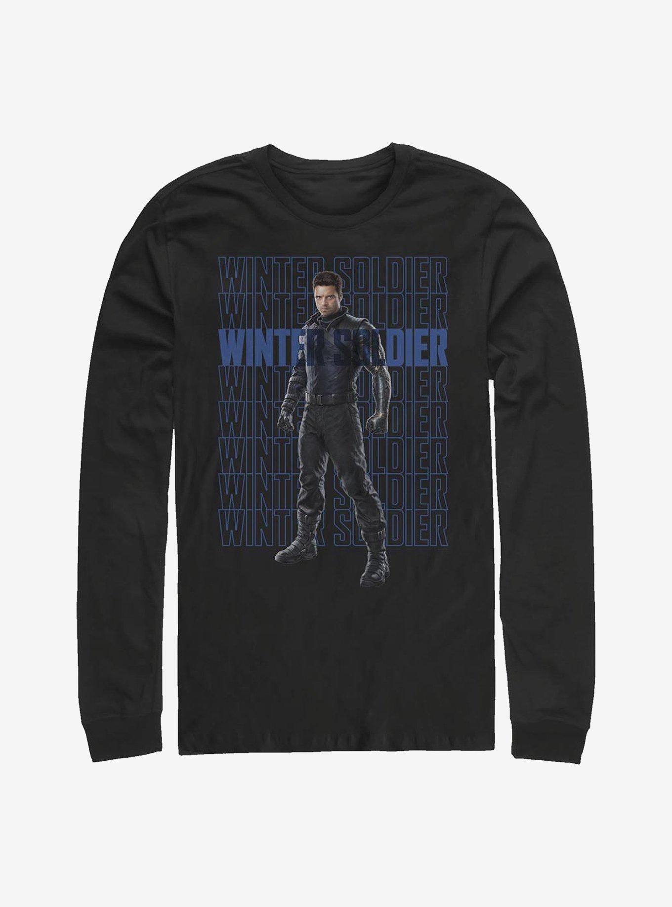 Marvel The Falcon And The Winter Soldier Winter Soldier Repeating Long-Sleeve T-Shirt, BLACK, hi-res