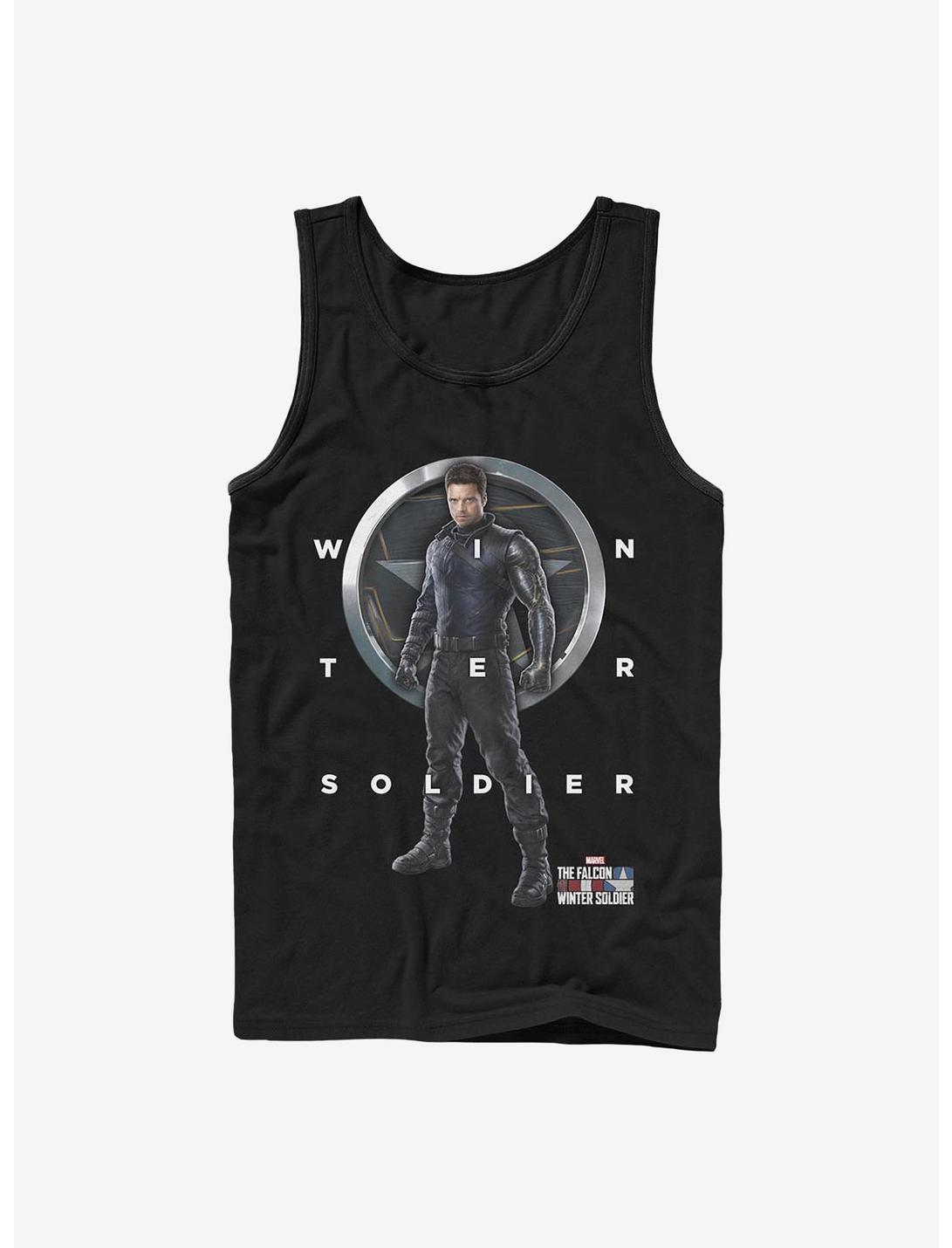 Marvel The Falcon And The Winter Soldier Bucky Grid Text Tank, BLACK, hi-res
