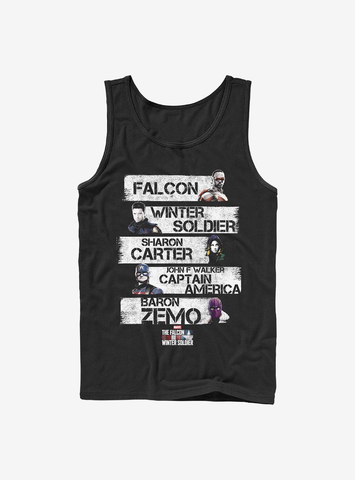 Marvel The Falcon And The Winter Soldier Character Stack Tank, BLACK, hi-res