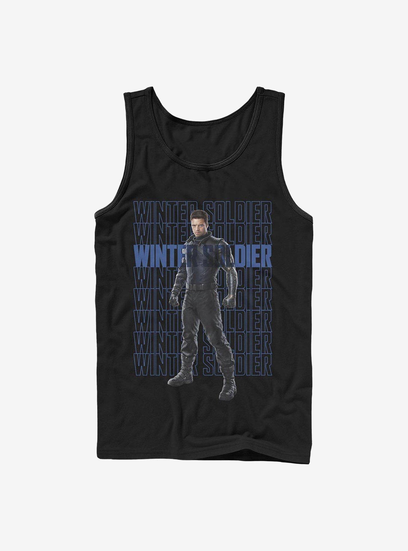 Marvel The Falcon And The Winter Soldier Winter Soldier Repeating Tank, BLACK, hi-res