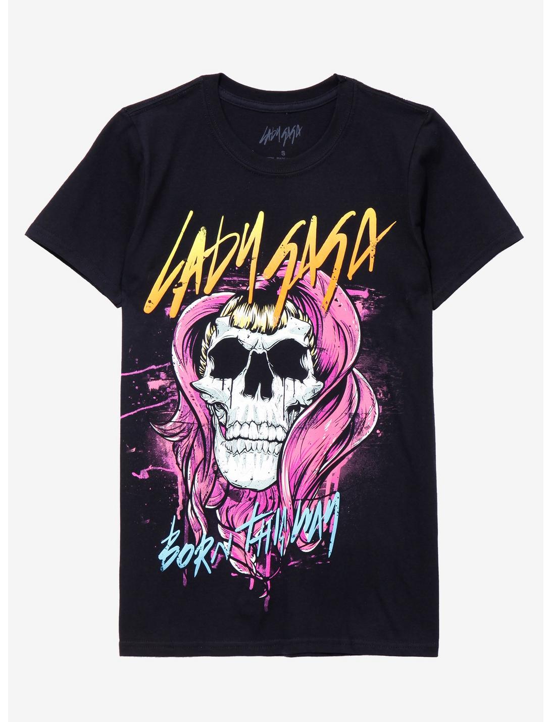Lady Gaga Born This Way Skull Girls T-Shirt, BLACK, hi-res