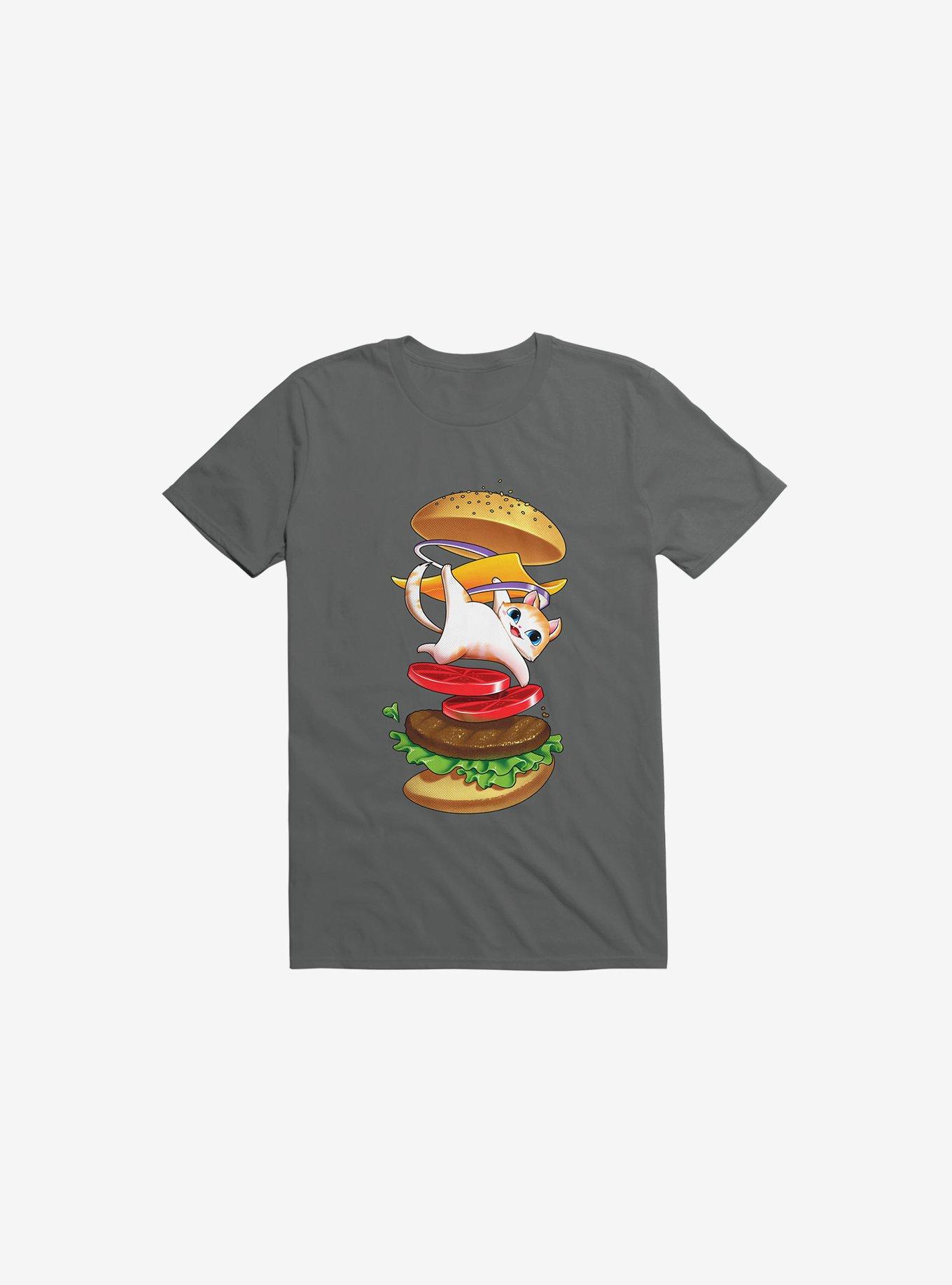 Hamburger Cat Charcoal Grey T-Shirt, CHARCOAL, hi-res