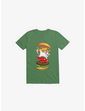 Hamburger Cat Kelly Green T-Shirt, , hi-res