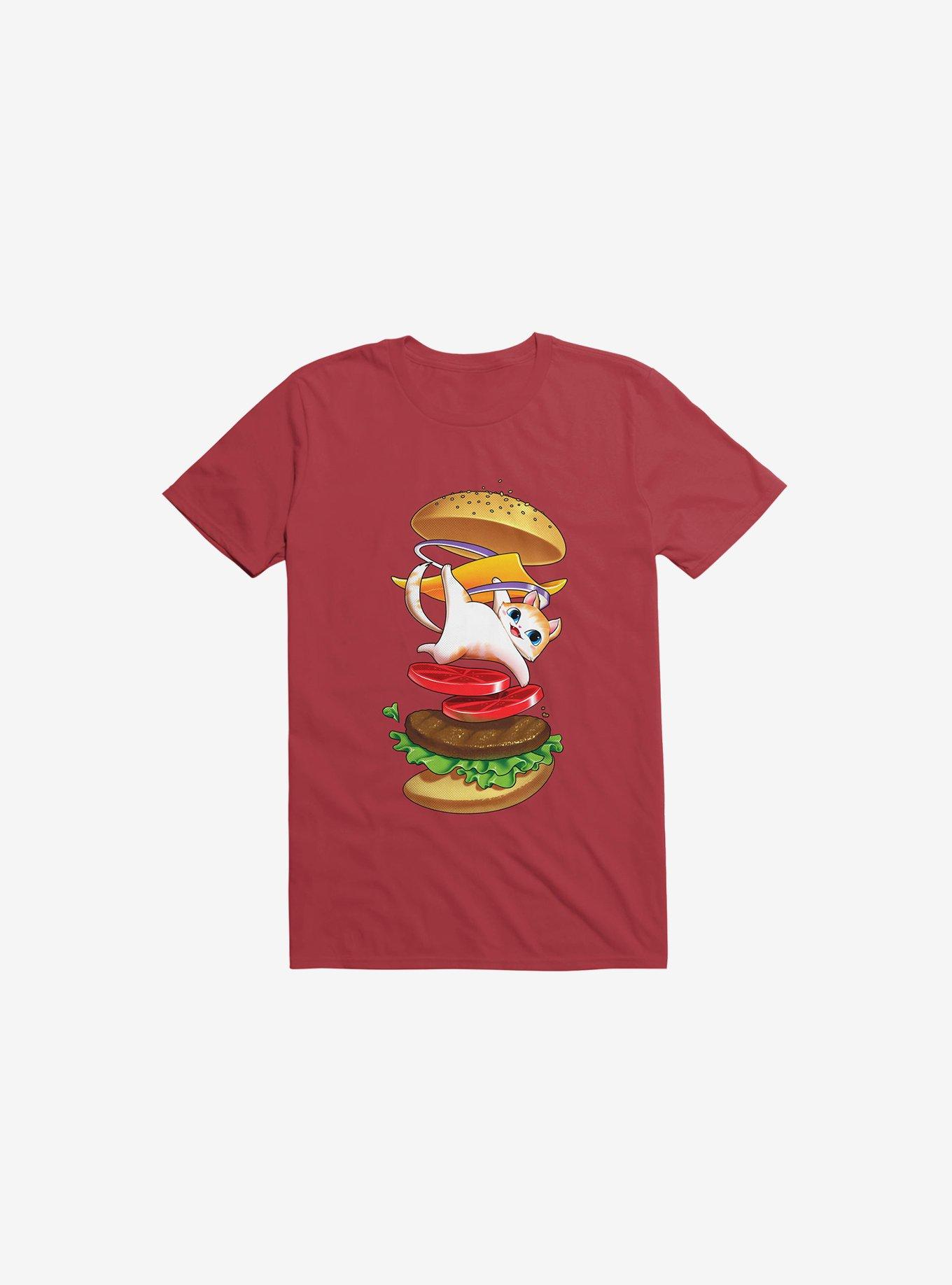 THRDLESS Hamburger Cat Red T-Shirt