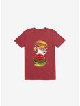 Hamburger Cat Red T-Shirt, RED, hi-res