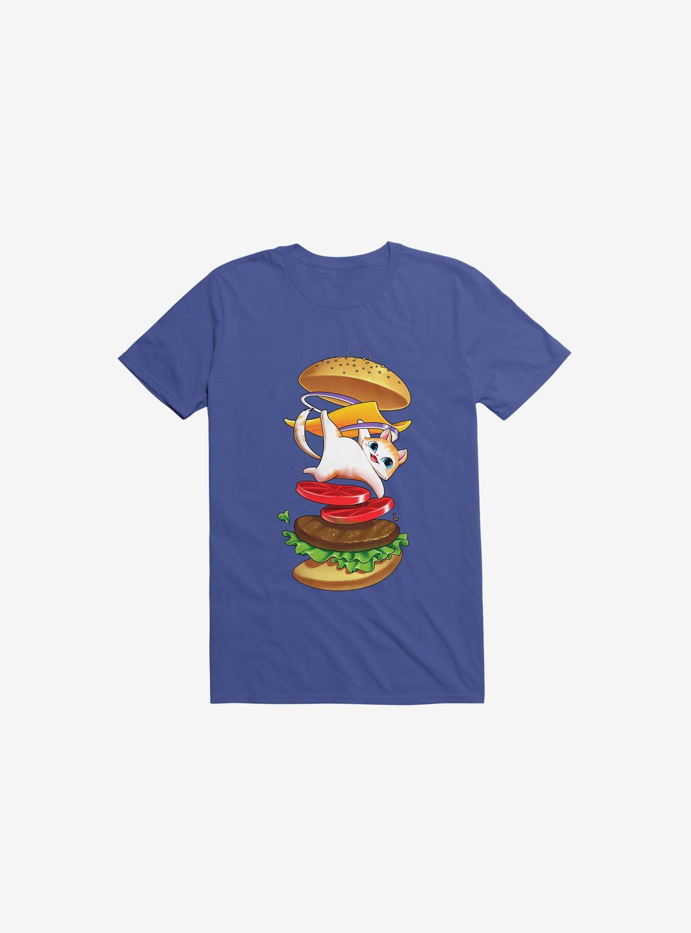 Hamburger Cat Royal Blue T-Shirt, , hi-res
