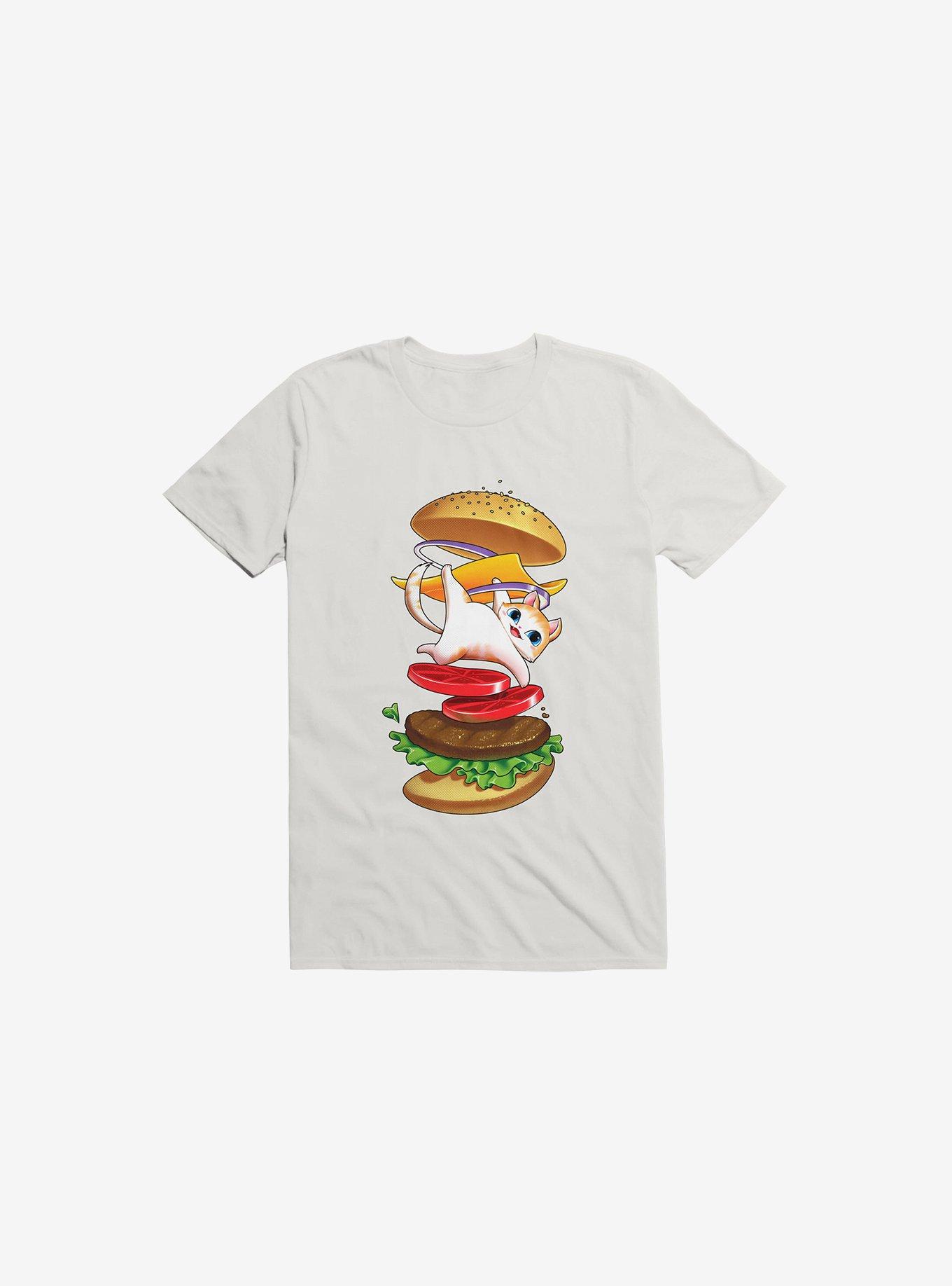 Hamburger Cat White T-Shirt, , hi-res